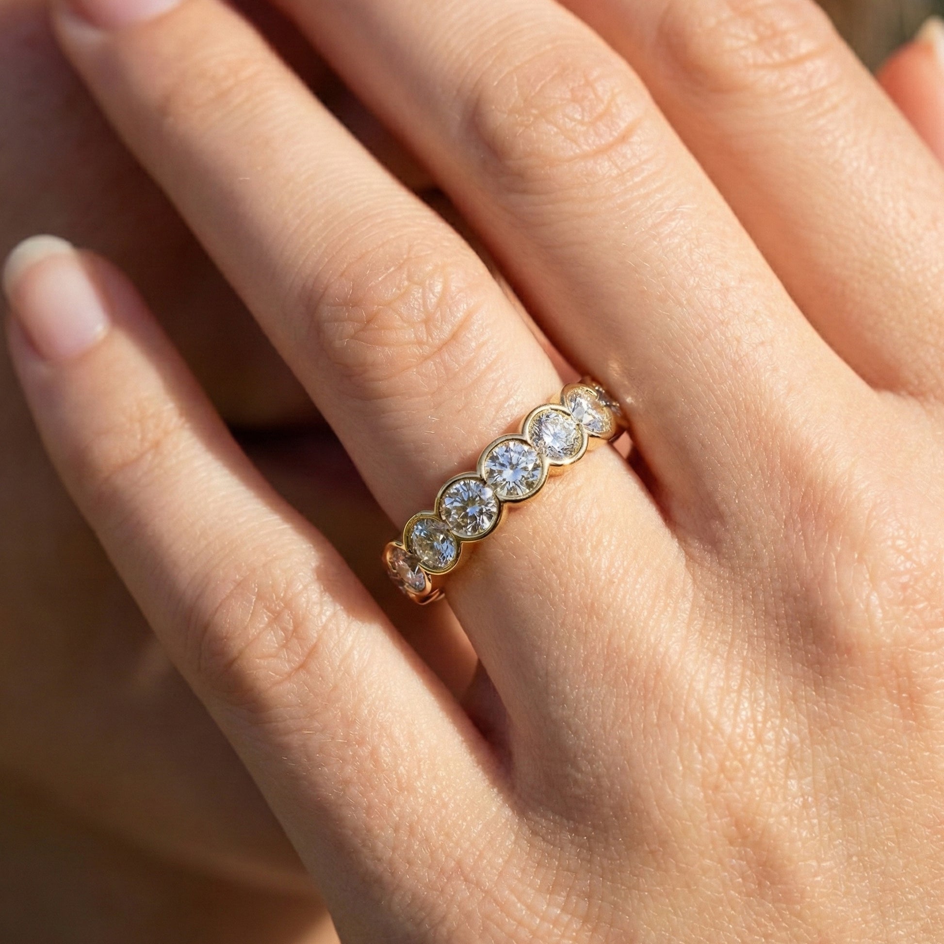 Minimalist Bezel Full Eternity Wedding Band in 14k Solid Gold, 1.85 TCW Round Cut Lab Grown Diamonds, Birthday Gift for Her, Christmas Gift