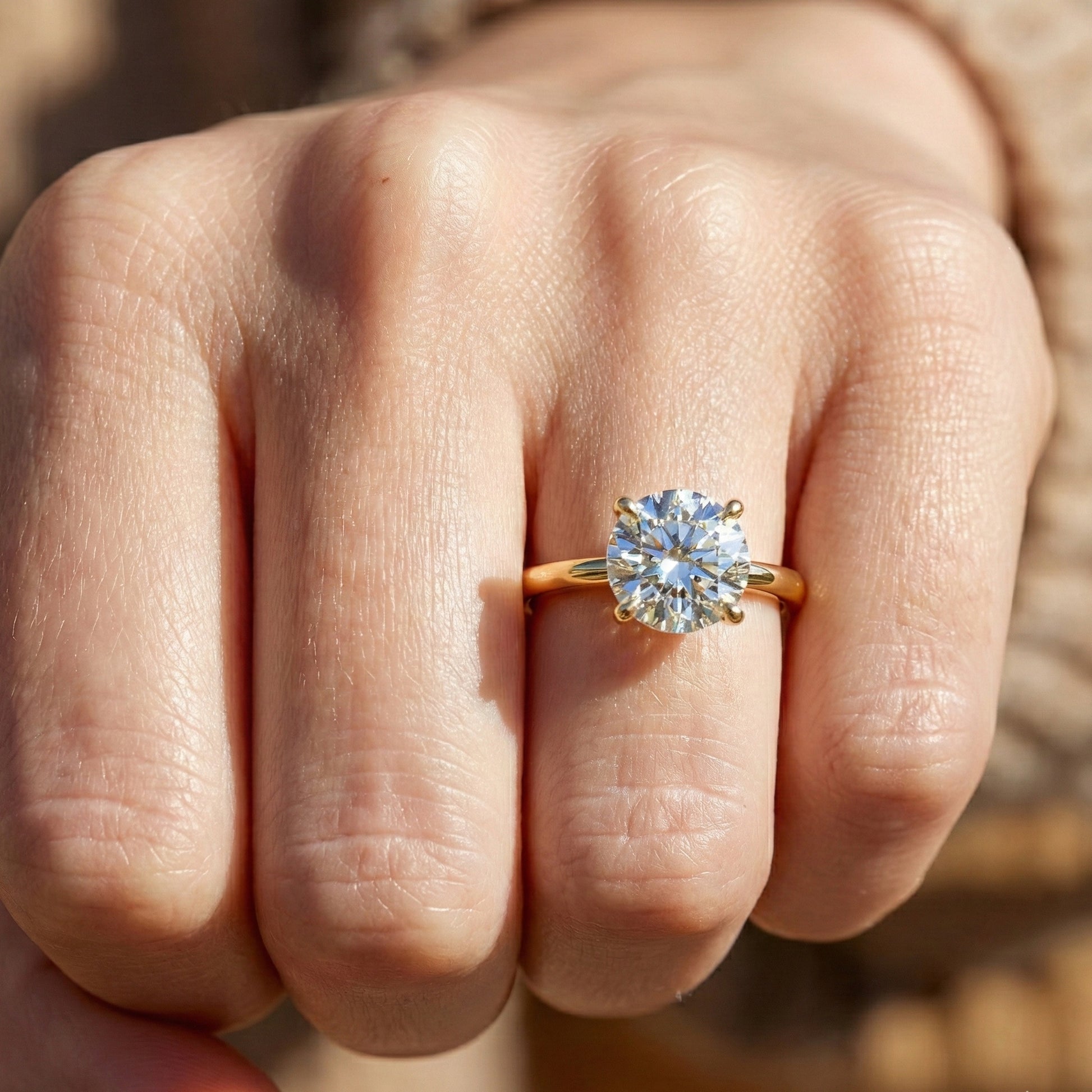 Classic Round Solitaire with Cathedral Setting Engagement Ring in 14k Solid Gold, Traditional Solitaire Wedding Ring, Anniversary Gift for Wife, Everyday Jewelry