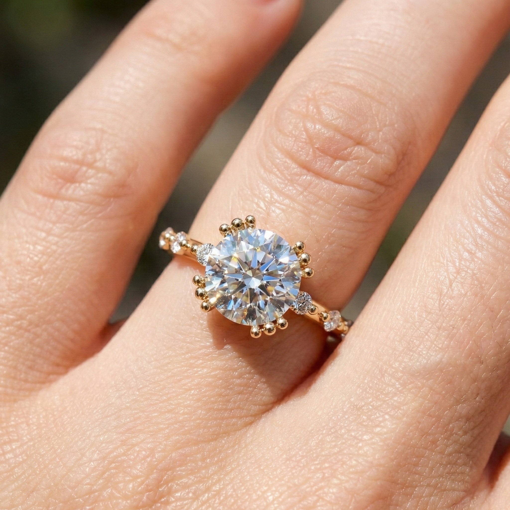 Modern Solitaire Pavé Engagement Ring in 14k Solid Gold, 1.00 CT Round Cut Lab Diamond, Promise Ring, Wedding Gift for Her, Everyday Jewelry