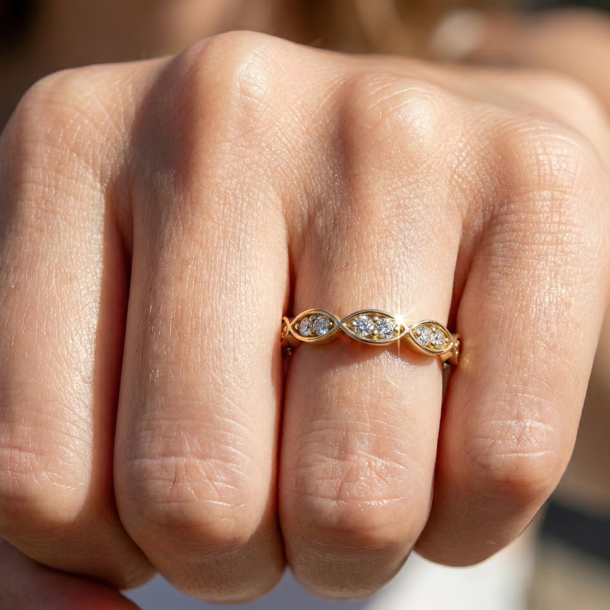 Unique Illusion Marquise Wedding Band in 14K Solid Gold,0.11 TCW Round Cut Lab Created Diamonds, Anniversary Ring, Fashion Jewelry, Gift For Her