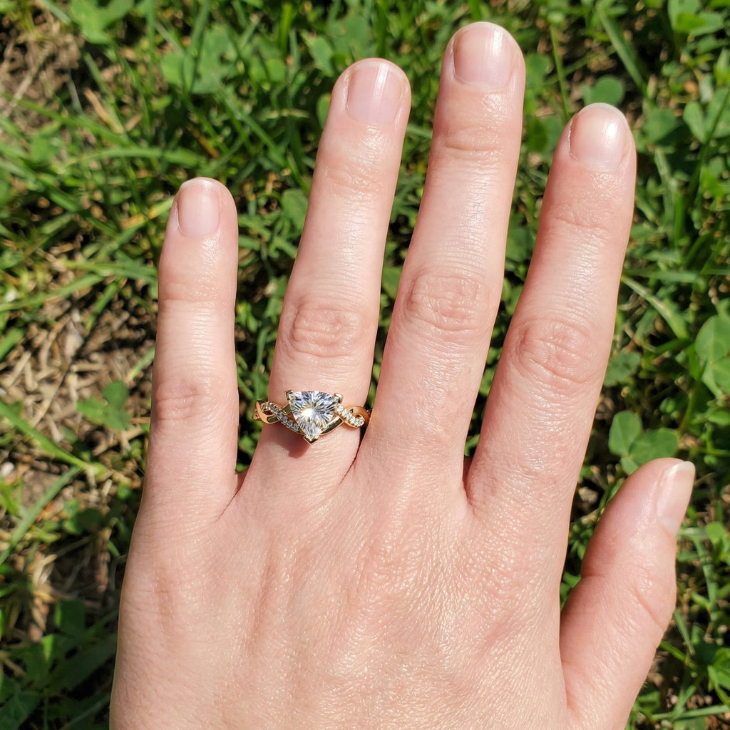 Twisted Infinity Trillion Solitaire Engagement Ring in 14K Solid Gold, 0.70 CT Trillion Cut Lab Created Diamond, Gift for Her