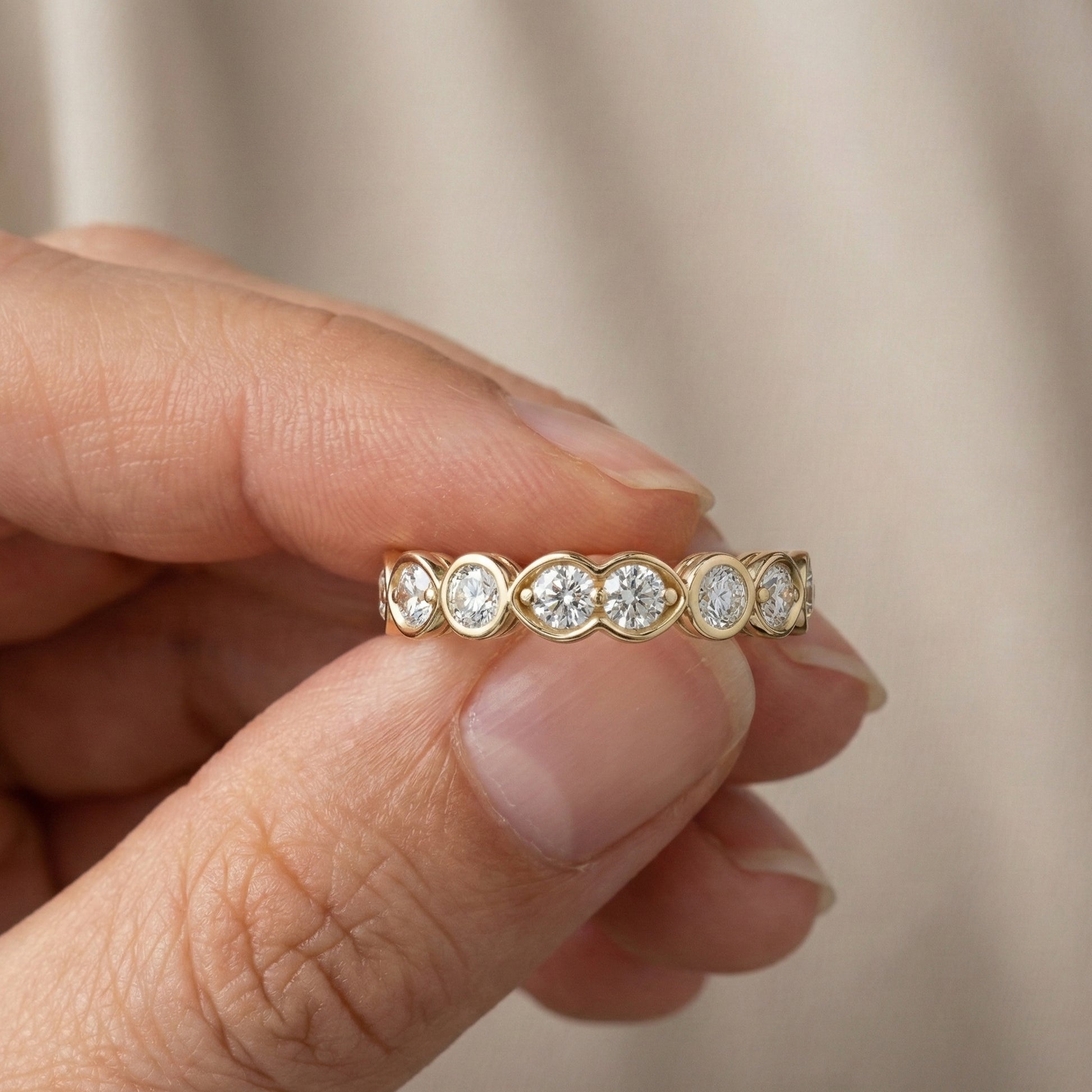 Vintage Marquise Eternity Wedding Band in 14K Solid Gold, 0.65 TCW Round Cut Lab Grown Diamonds, Propose Ring, Gift For Her