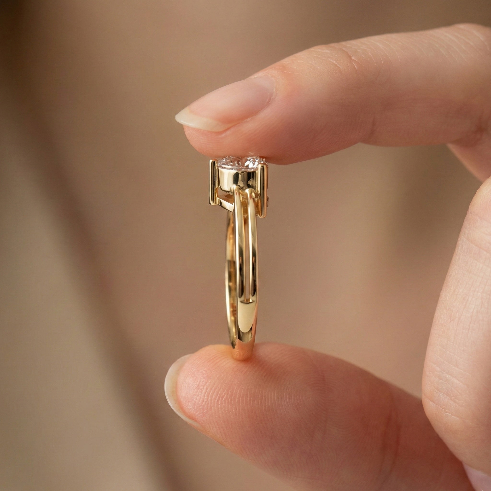 Sculpted Split Shank Three Stone Engagement Ring in 14K Solid Gold, 0.30 CT Pear Cut Lab Created Diamond, Gift for Her