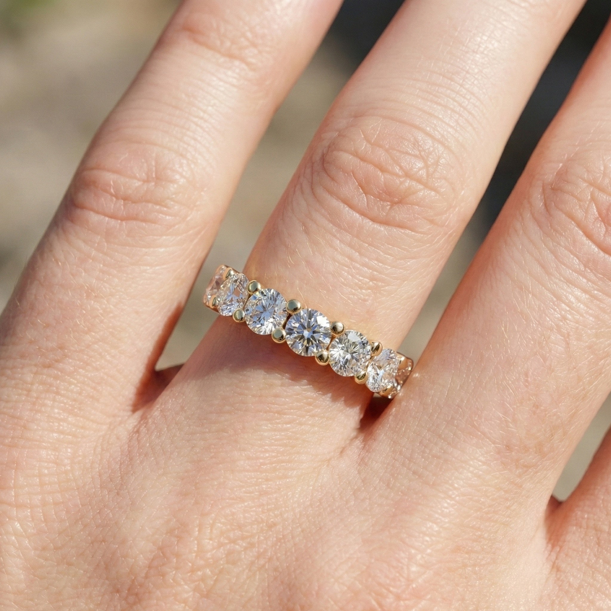 Dainty Prong Set Diamond Wedding Band in 14K Solid Gold, 1.10 TCW Round Cut Lab Grown Diamonds, Bridal Gift, Promise Jewelry