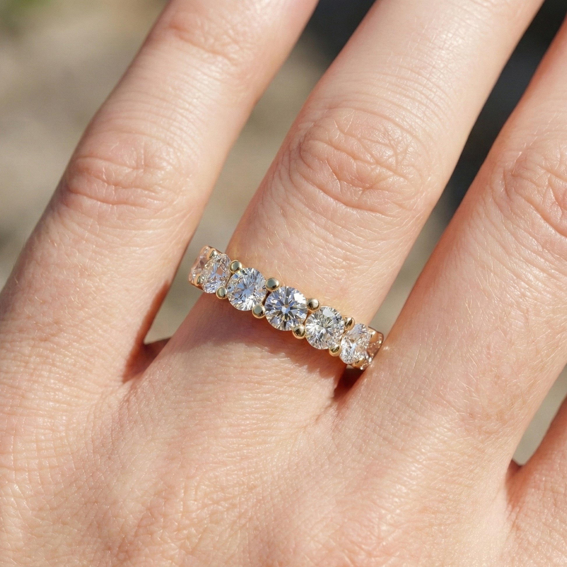 Dainty Prong Set Diamond Wedding Band in 14K Solid Gold, 1.10 TCW Round Cut Lab Grown Diamonds, Bridal Gift, Promise Jewelry