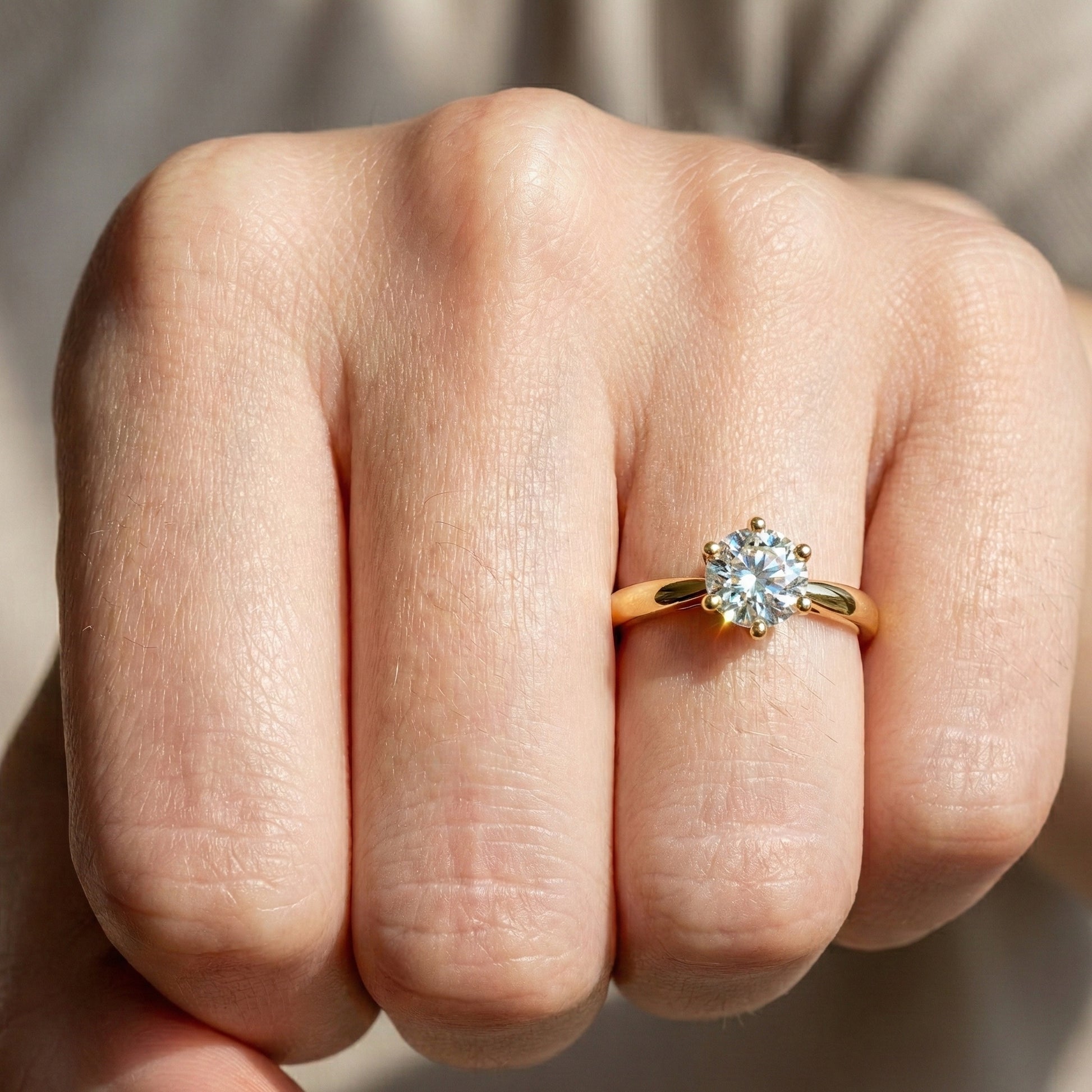 0.30 CT Round Cut Solitaire Engagement Ring in Lab Grown Diamond - 14K Solid Gold, Simple Ring For Women, Daily Wear Jewelry, Handmade Ring