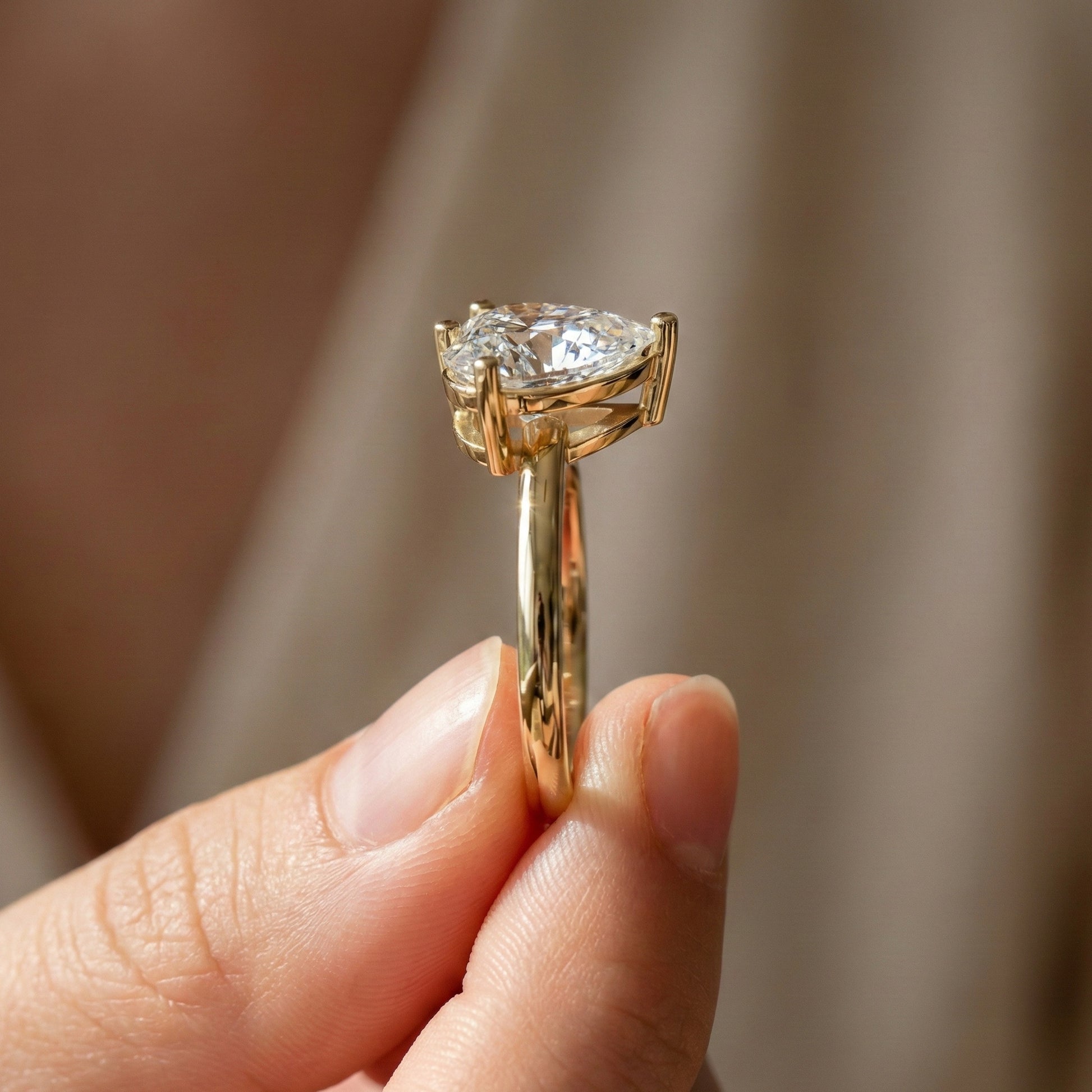 Unique Toi et Moi Two Stone Engagement Ring in 14k Rose Gold, 4.25 TCW Heart/Pear Cut Lab Grown Diamonds, Anniversary Gift For Wife, Love Token Ring