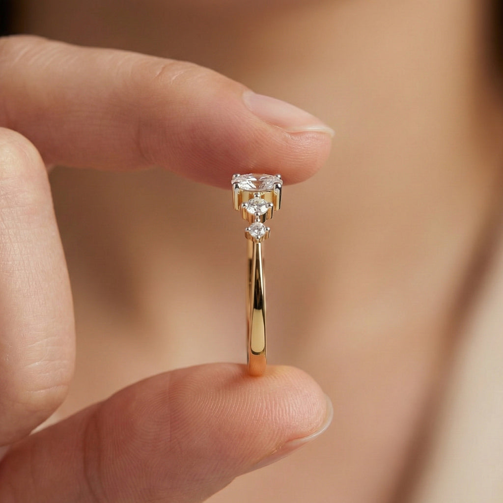 Vintage-Inspired Oval Stacker Wedding Ring in 14K Solid Gold, 0.18 CT Oval Cut Lab Grown Diamond, Promise Ring, Anniversary Gift For Her