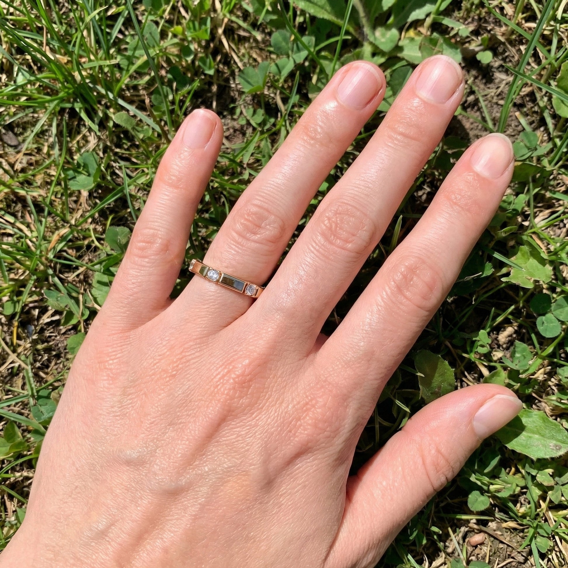 Geometric Eternity Wedding Band in 14k Solid Gold, 0.13 TCW Round Cut Diamonds, Stackable Wedding Ring Gift for Women, Simple Band