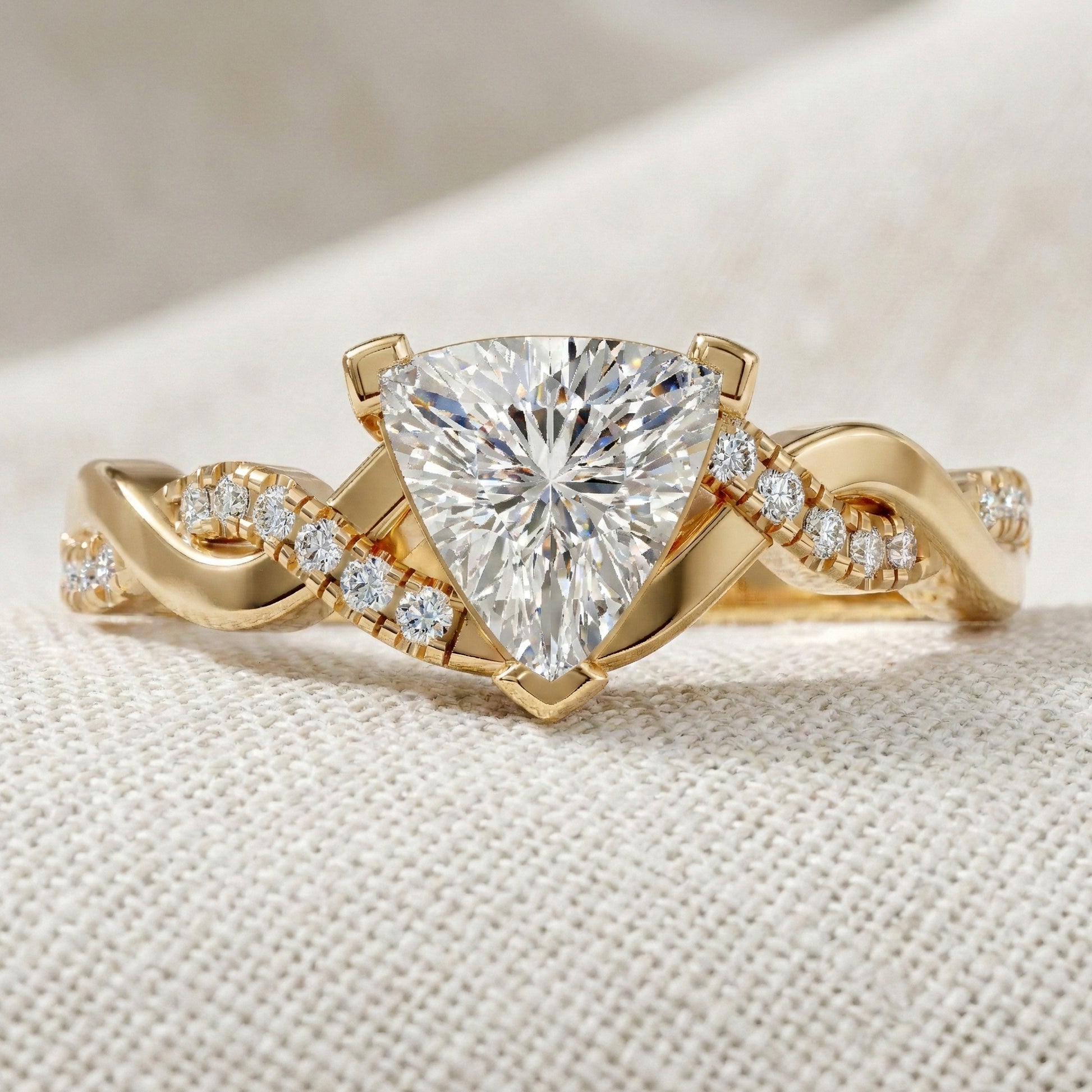 Twisted Infinity Trillion Solitaire Engagement Ring in 14K Solid Gold, 0.70 CT Trillion Cut Lab Created Diamond, Gift for Her