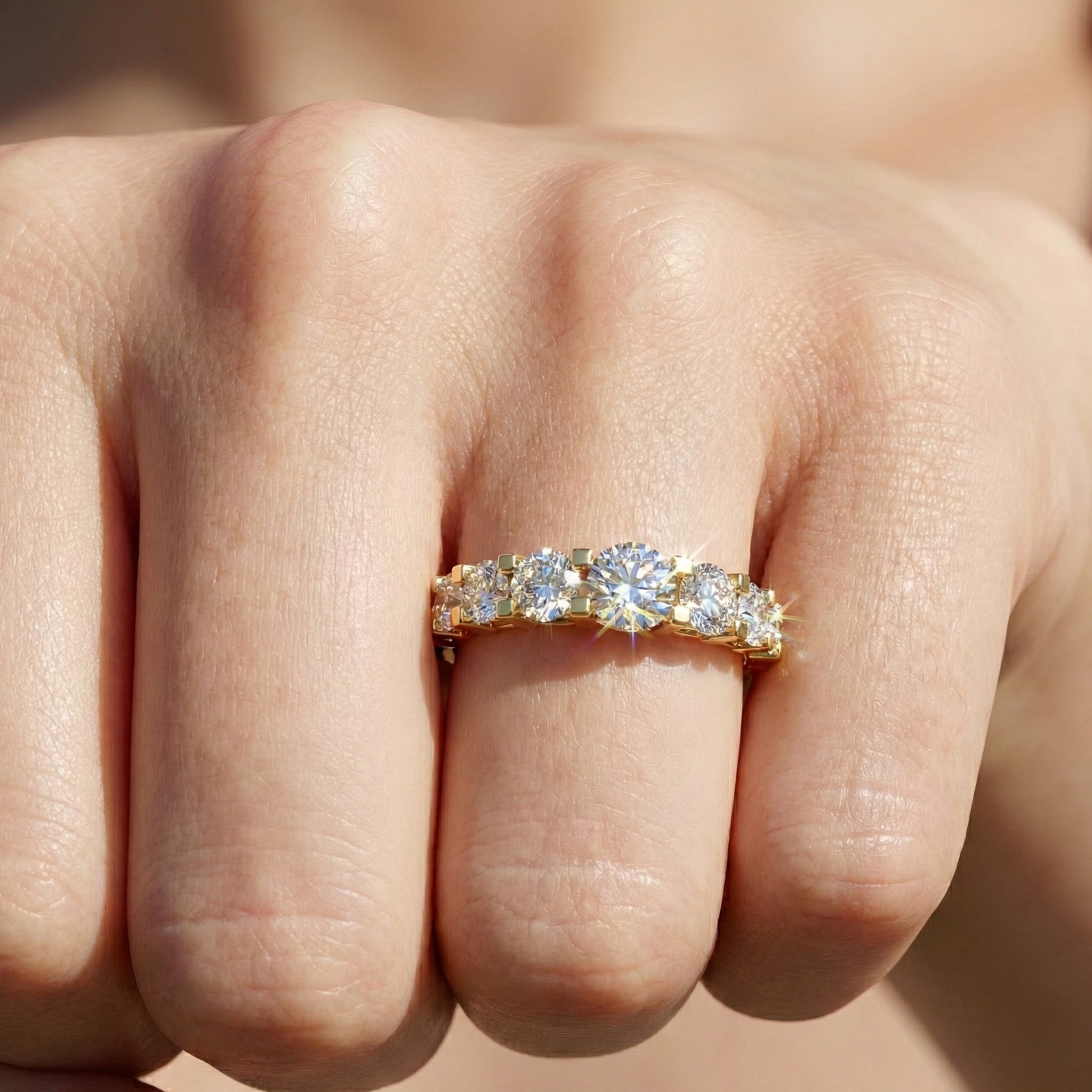 14K Yellow Gold Unique Engagement Ring, Wedding Band, Trending Gift for Her, Handmade Jewelry