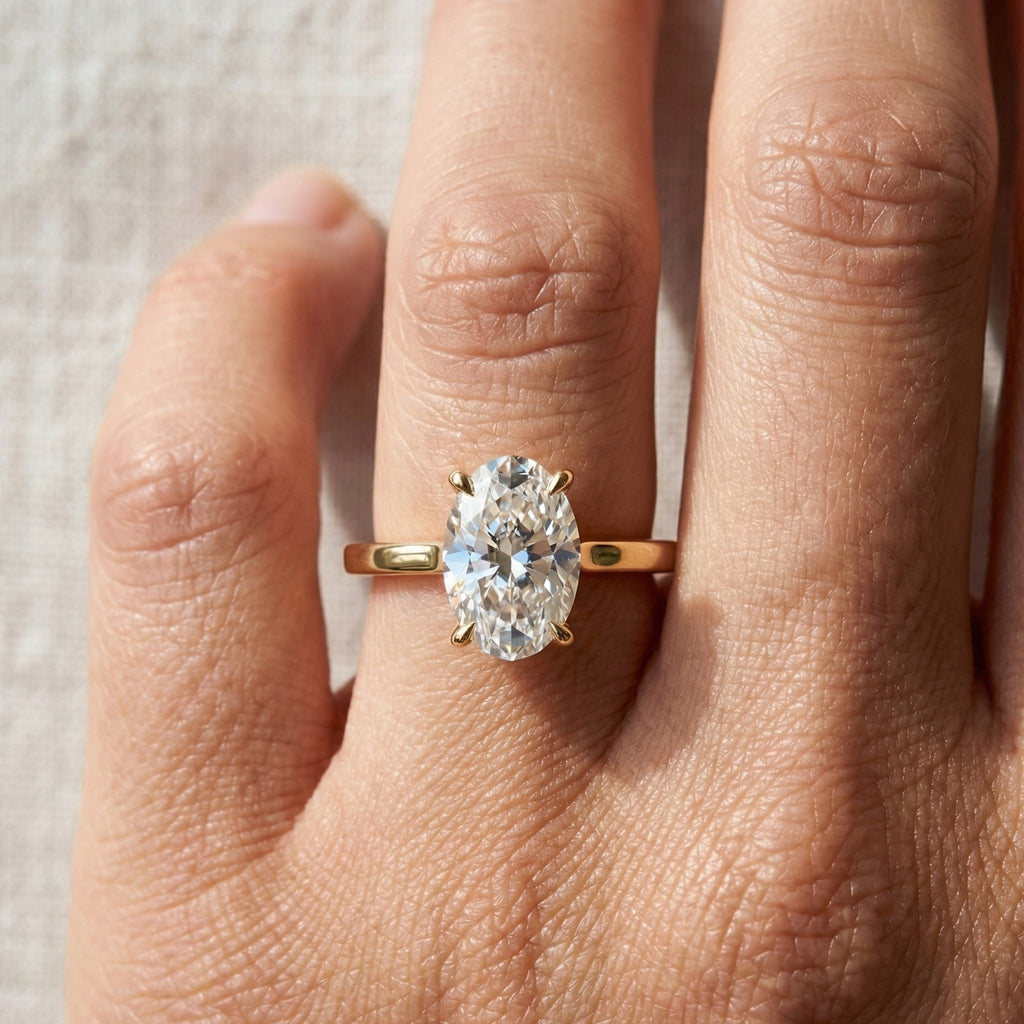 Classic Solitaire Engagement Ring in 14K Solid Gold, 0.50 CT Oval Cut Lab Grown Diamond, Promise Ring, Anniversary Gift for Wife, Everyday Ring