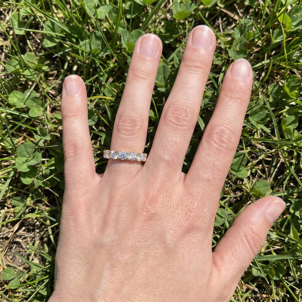 Dainty Prong Set Diamond Wedding Band in 14K Solid Gold, 1.10 TCW Round Cut Lab Grown Diamonds, Bridal Gift, Promise Jewelry