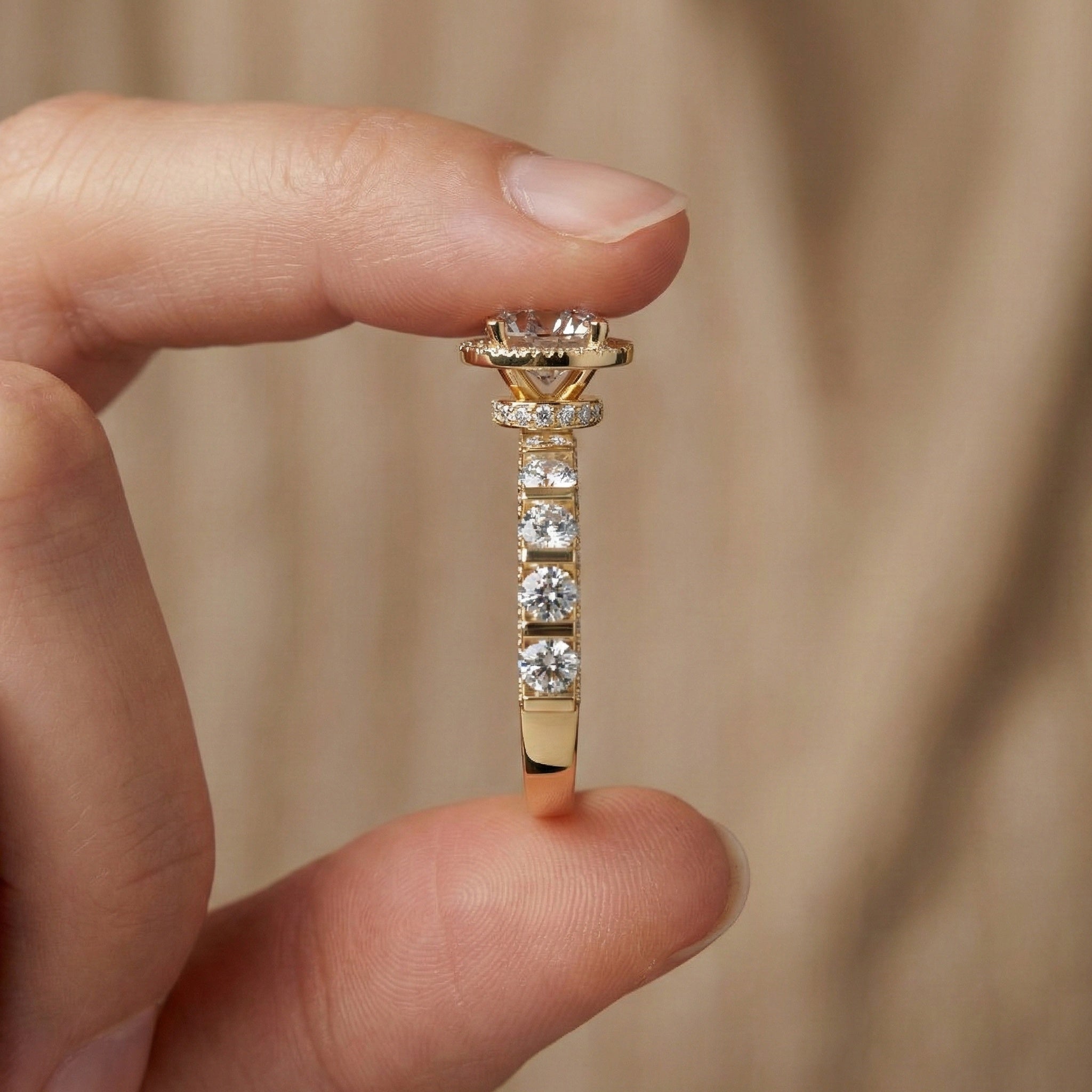 Dazzling Halo Style Engagement Ring in 14K Solid Gold, 2.42 TCW Round Cut Lab Created Diamonds, Wedding Gift for Her, Bridal Jewelry