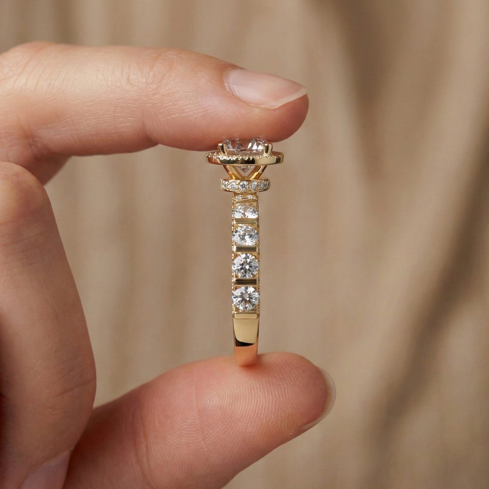 Dazzling Halo Style Engagement Ring in 14K Solid Gold, 2.42 TCW Round Cut Lab Created Diamonds, Wedding Gift for Her, Bridal Jewelry