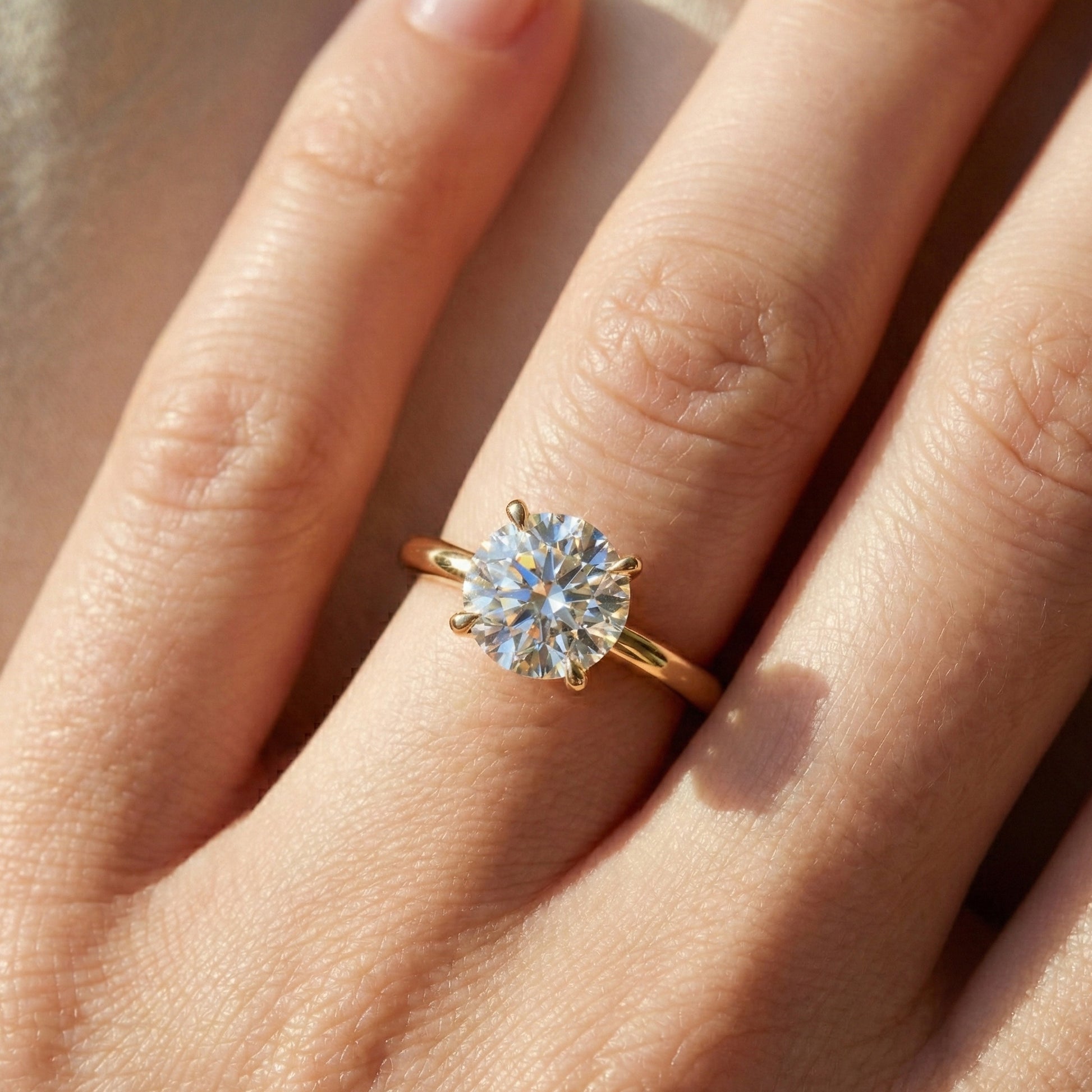 Classic Round Solitaire with Cathedral Setting Engagement Ring in 14k Solid Gold, Traditional Solitaire Wedding Ring, Anniversary Gift for Wife, Everyday Jewelry