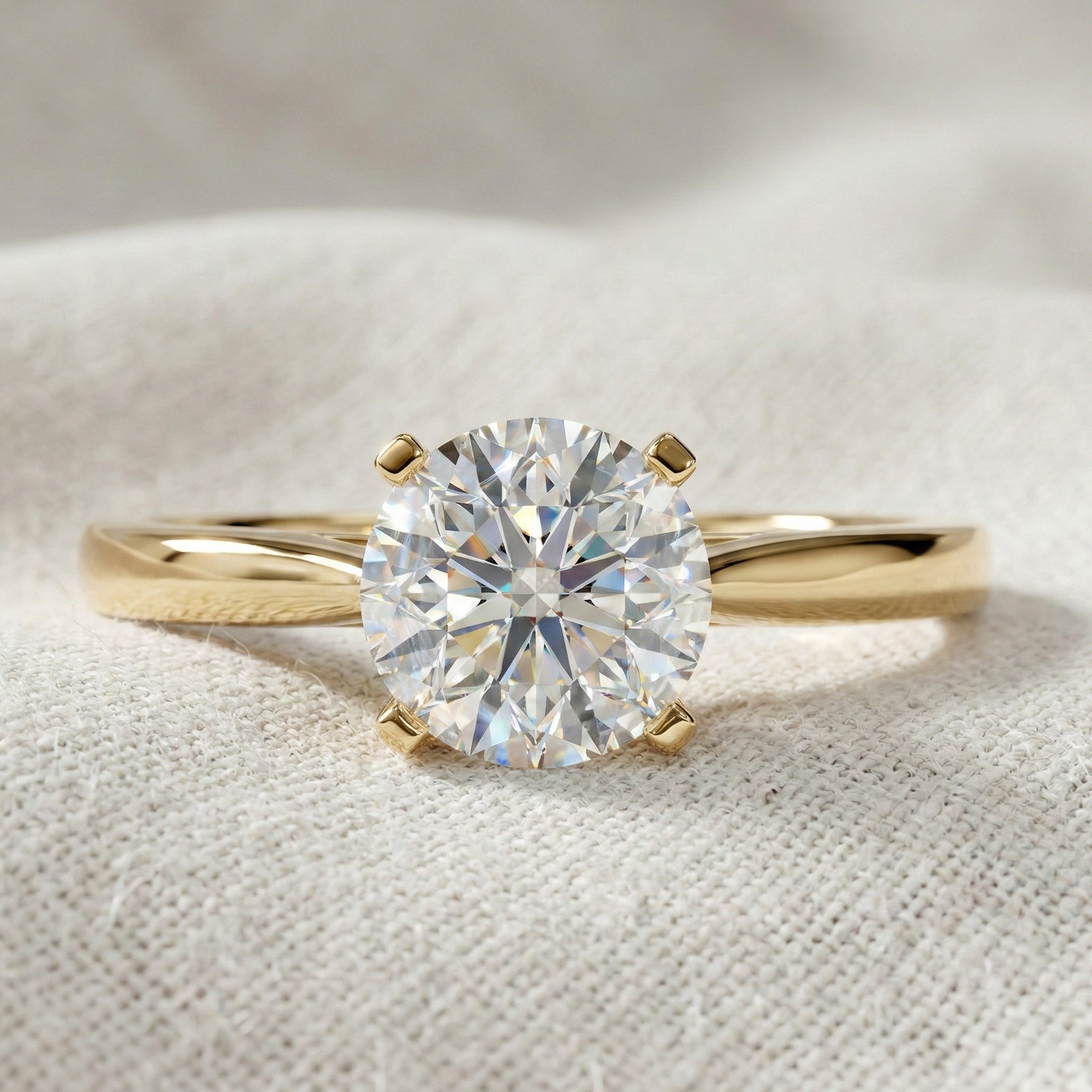 Elegant Solitaire Engagement Ring in 14K Solid Gold, 0.75 CT Round Cut Lab Created Diamond, Wedding Gift for Her, Everyday Ring