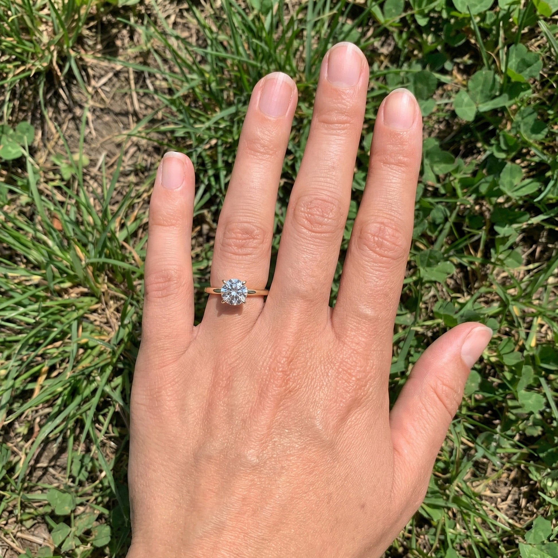 Classic Open Cathedral Shank Solitaire Engagement Ring in 14K Solid Gold ,1.00 CT Round Cut Lab Diamond, Birthday Gift for Women