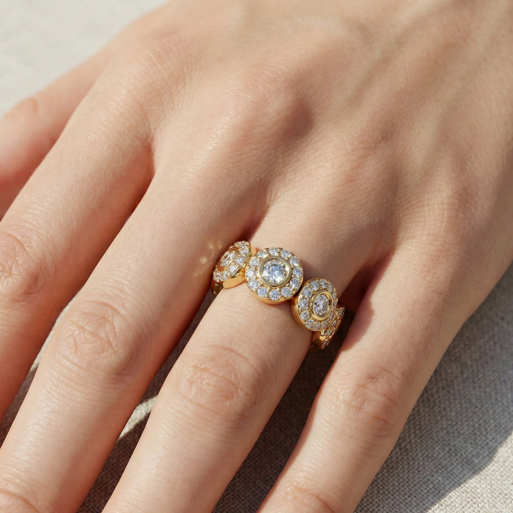 Vintage Halo Full Eternity Wedding Band in 14k Solid Gold, 1.62 TCW Round Cut Lab Created Diamonds, Birthday Gift for Her, Elegant Wedding Band