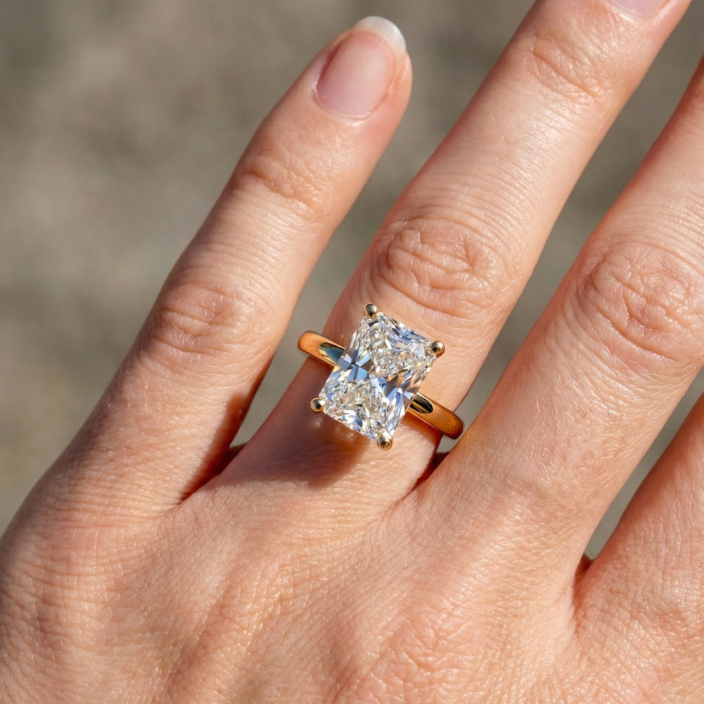 Timeless Radiant Solitaire Engagement Ring in 14K Solid Gold, 2.00 CT Radiant Cut Lab Grown Diamond, Handmade Fine Jewelry, Anniversary Gift for Women