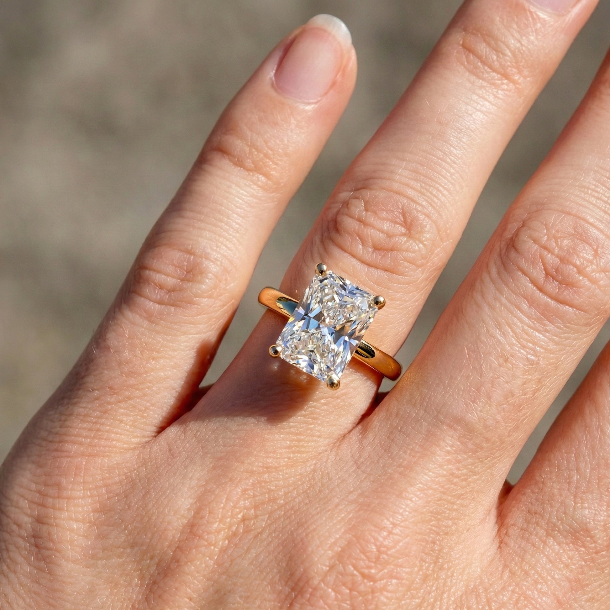 Timeless Radiant Solitaire Engagement Ring in 14K Solid Gold, 2.00 CT Radiant Cut Lab Grown Diamond, Handmade Fine Jewelry, Anniversary Gift for Women