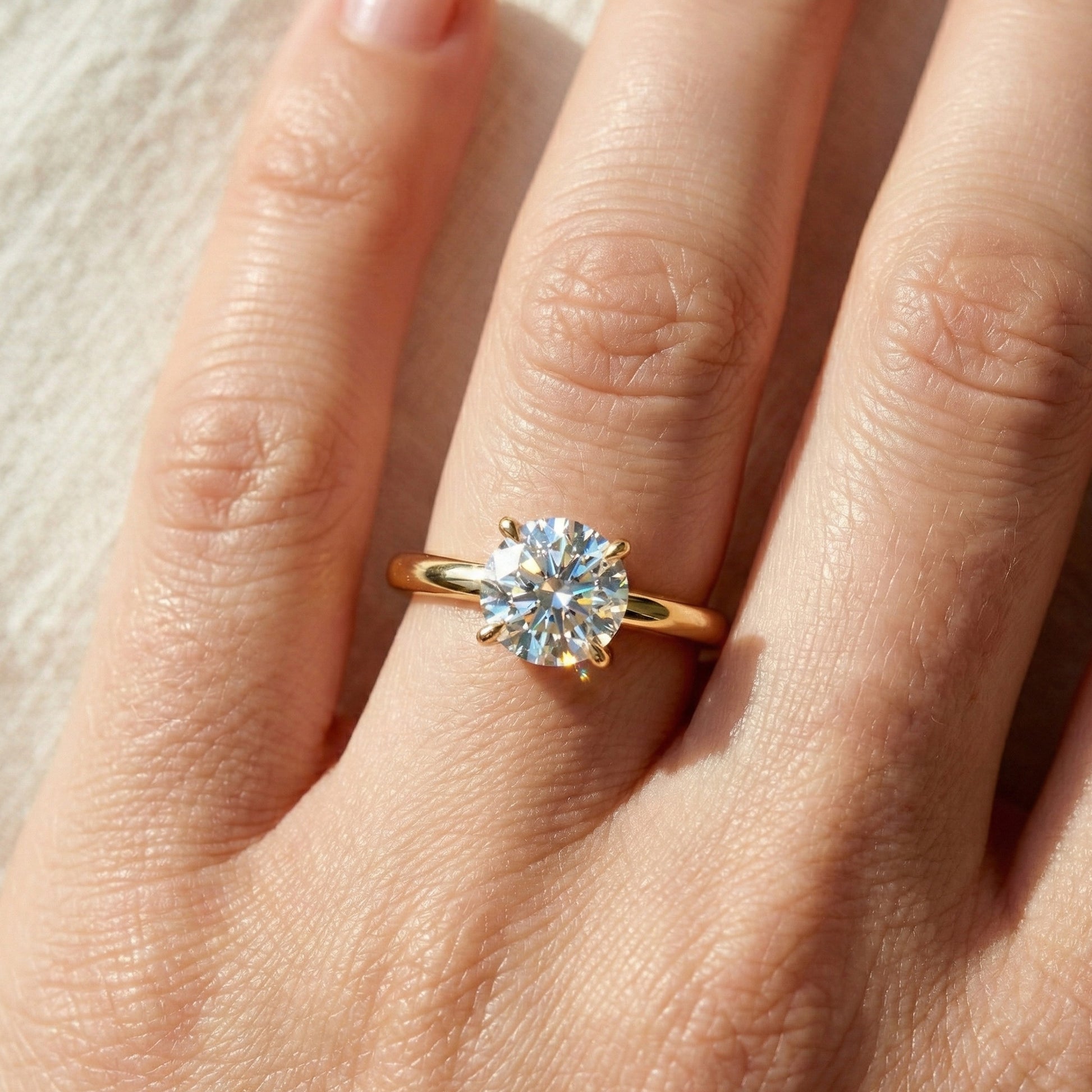 Classic Open Cathedral Shank Solitaire Engagement Ring in 14K Solid Gold ,1.00 CT Round Cut Lab Diamond, Birthday Gift for Women