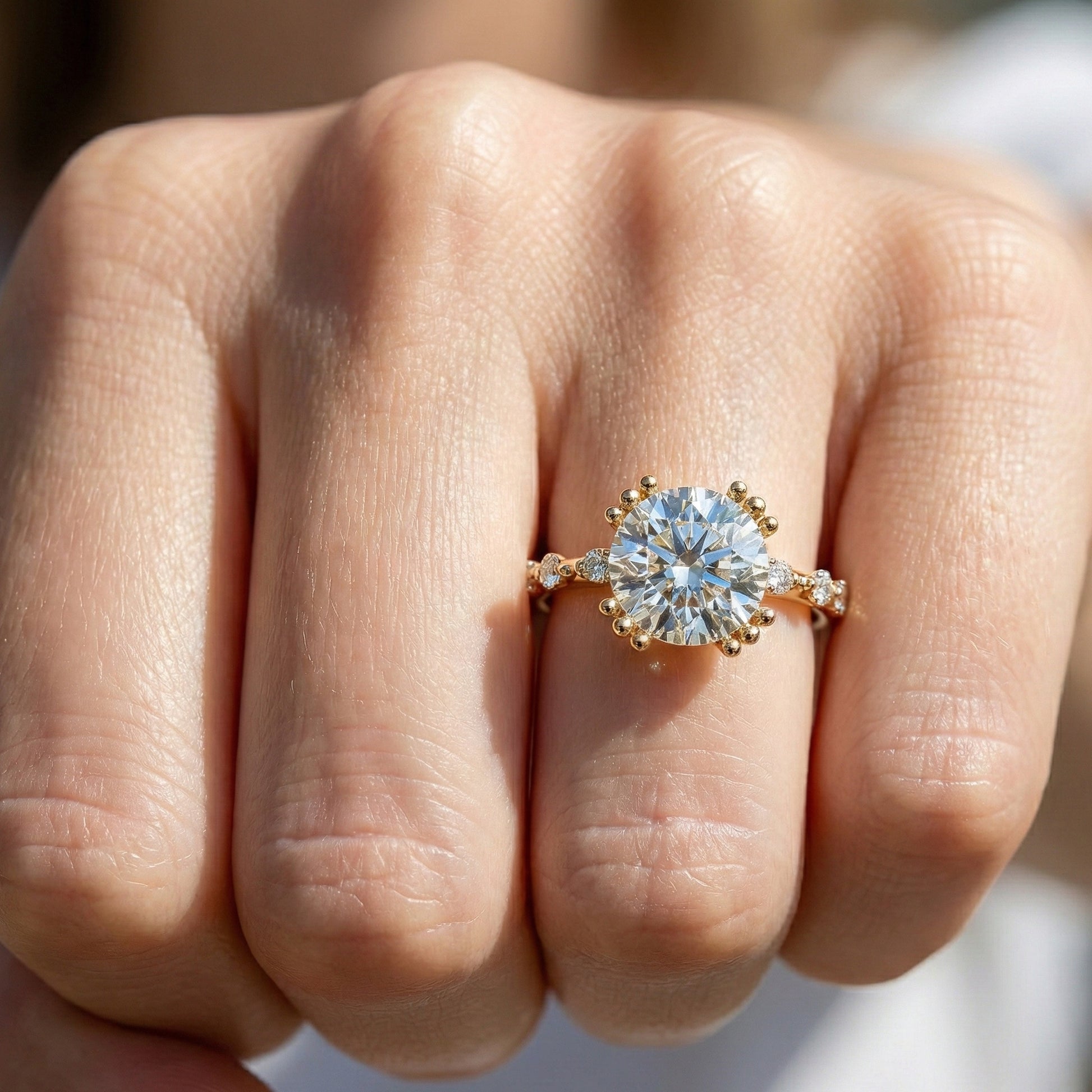 Modern Solitaire Pavé Engagement Ring in 14k Solid Gold, 1.00 CT Round Cut Lab Diamond, Promise Ring, Wedding Gift for Her, Everyday Jewelry