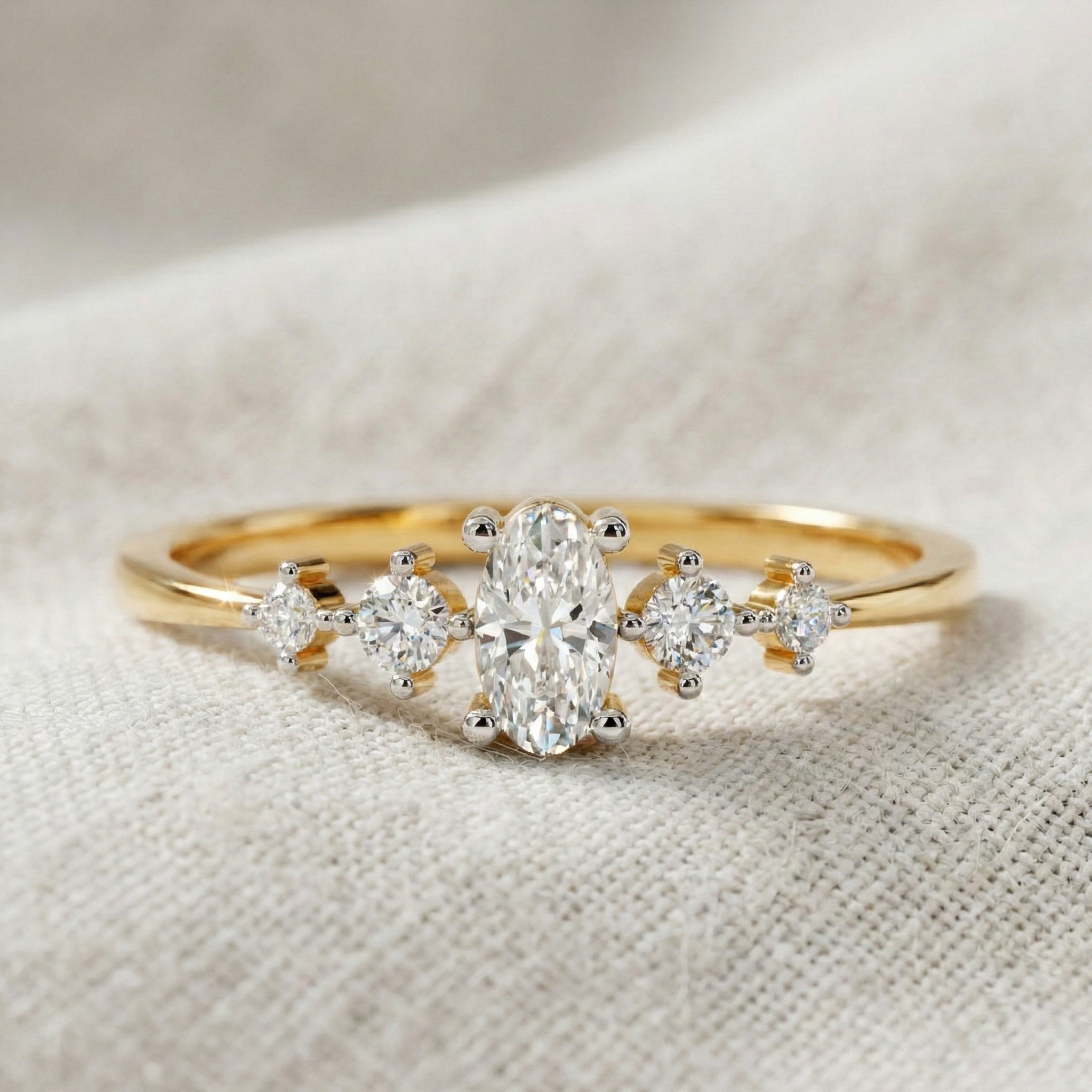 Vintage-Inspired Oval Stacker Wedding Ring in 14K Solid Gold, 0.18 CT Oval Cut Lab Grown Diamond, Promise Ring, Anniversary Gift For Her