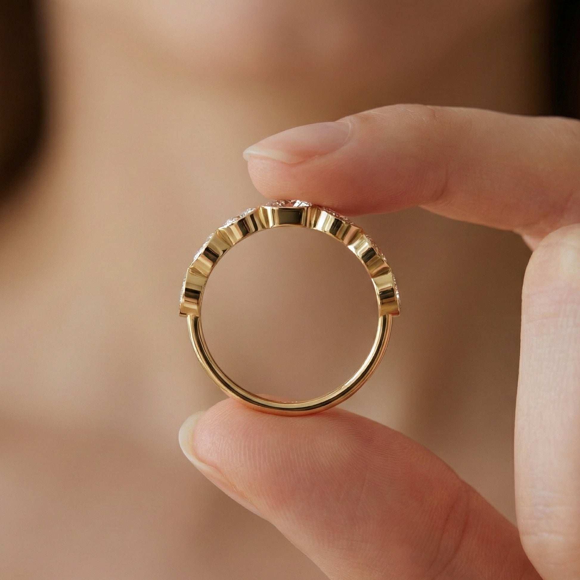 Unique Illusion Marquise Wedding Band in 14K Solid Gold,0.11 TCW Round Cut Lab Created Diamonds, Anniversary Ring, Fashion Jewelry, Gift For Her