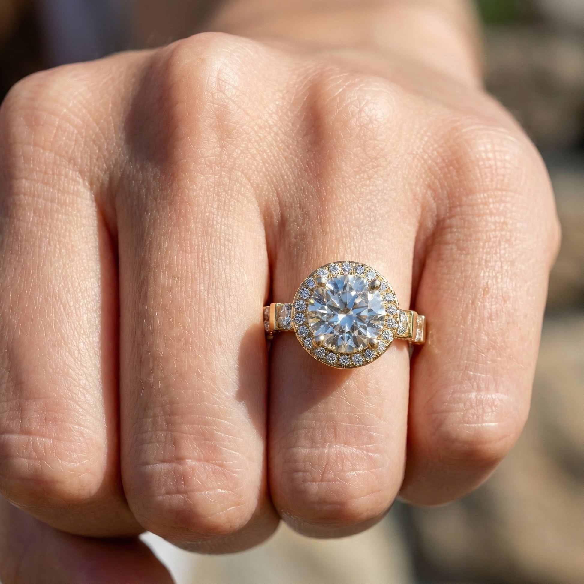 Dazzling Halo Style Engagement Ring in 14K Solid Gold, 2.42 TCW Round Cut Lab Created Diamonds, Wedding Gift for Her, Bridal Jewelry