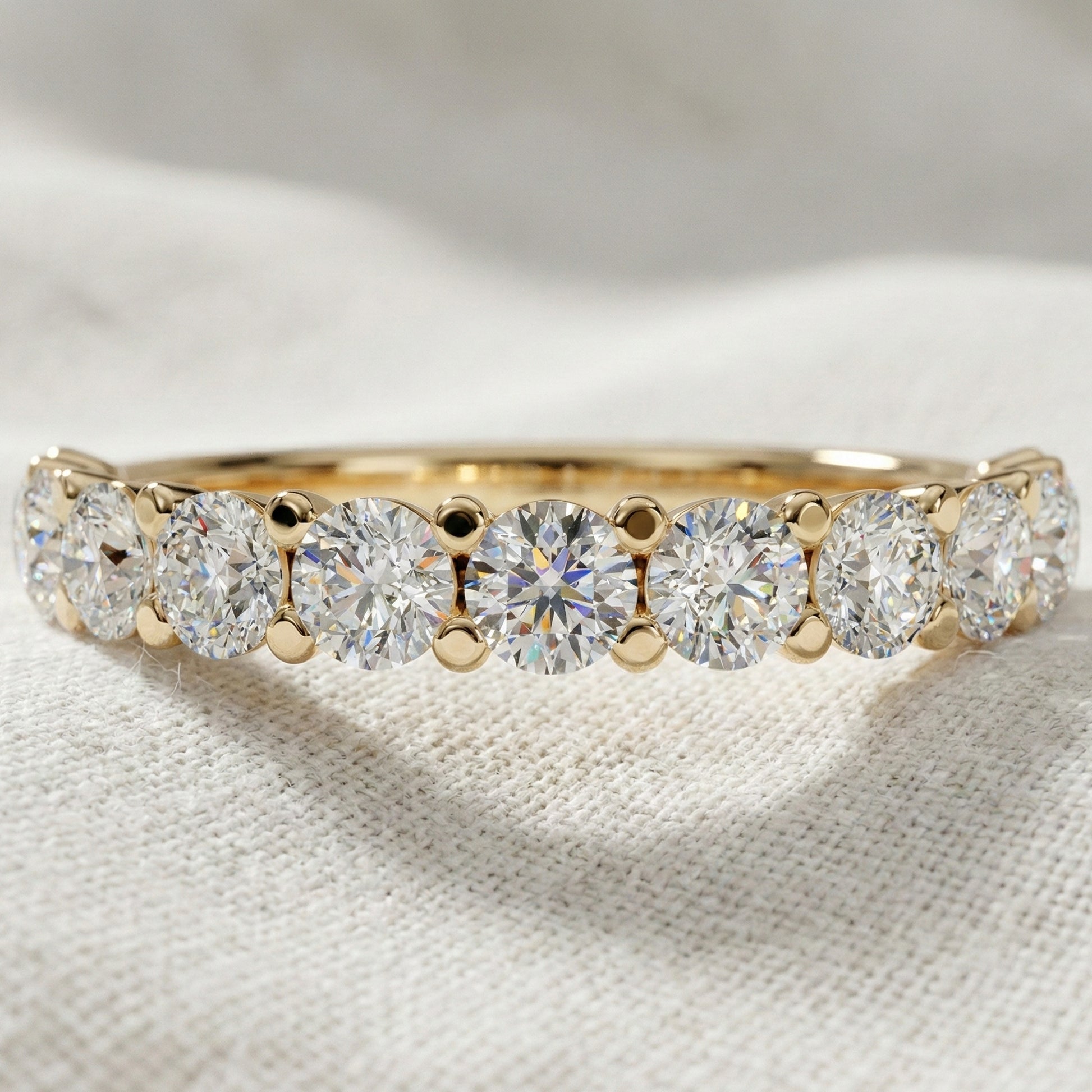 Dainty Prong Set Diamond Wedding Band in 14K Solid Gold, 1.10 TCW Round Cut Lab Grown Diamonds, Bridal Gift, Promise Jewelry