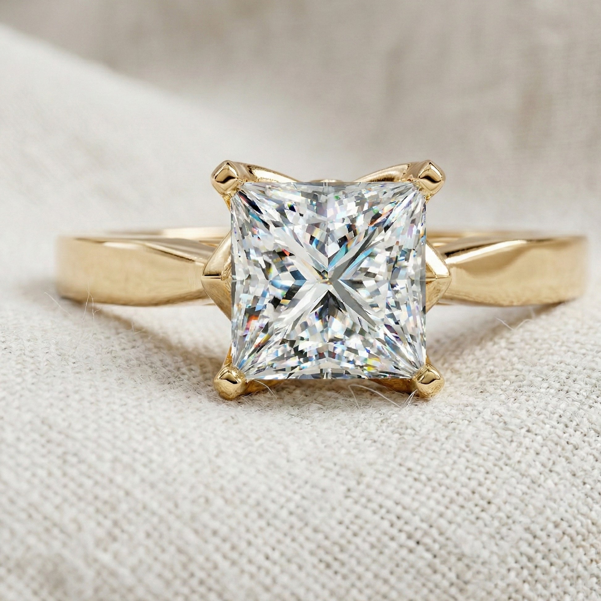 0.50 CT Princess Cut Lab Grown Diamond Solitaire Engagement Ring in 14K Yellow Gold, Anniversary Gift, Ring For Women, Handmade Jewelry, Everyday Jewelry