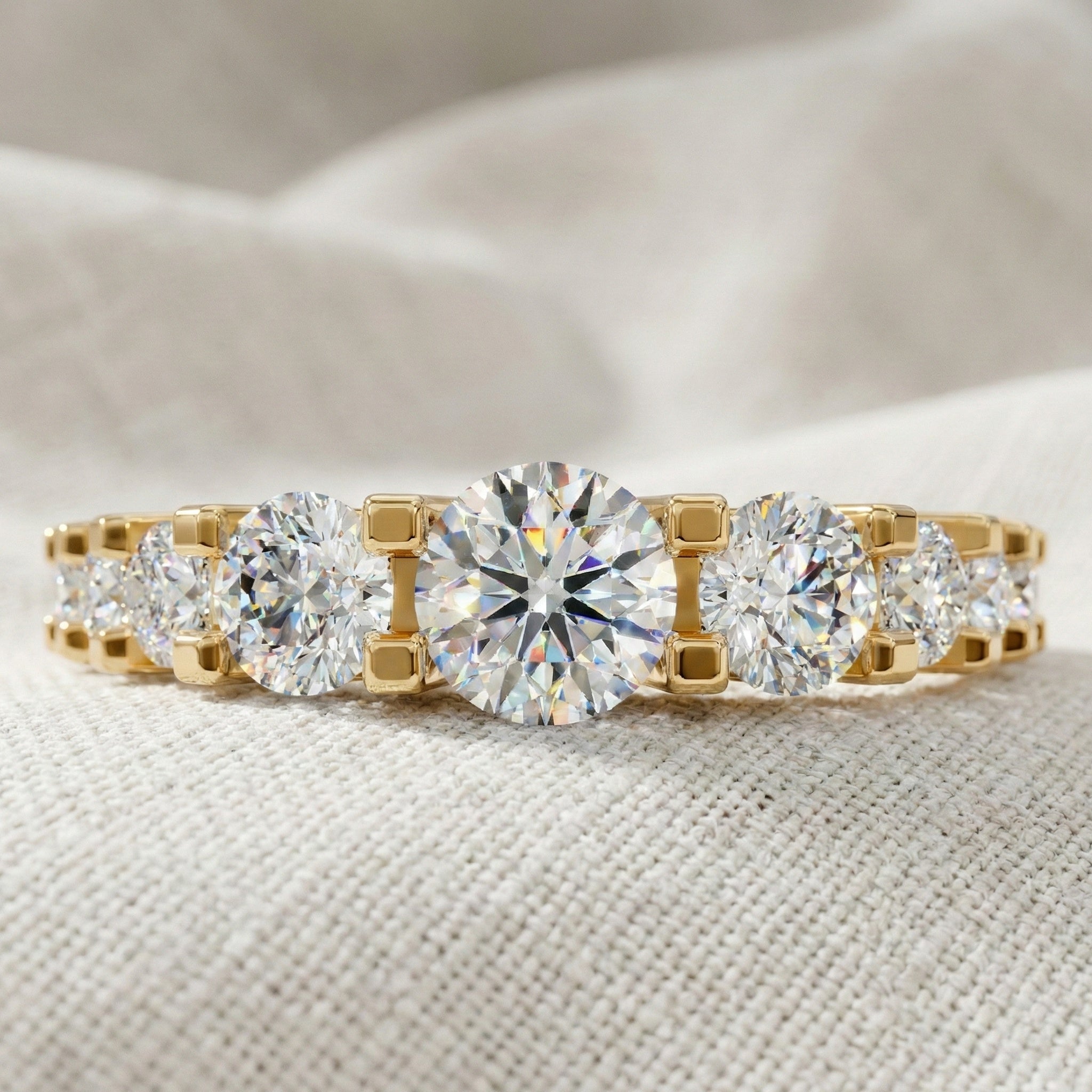 14K Yellow Gold Unique Engagement Ring, Wedding Band, Trending Gift for Her, Handmade Jewelry