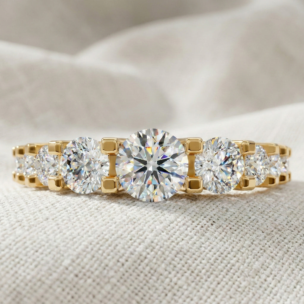 14K Yellow Gold Unique Engagement Ring, Wedding Band, Trending Gift for Her, Handmade Jewelry