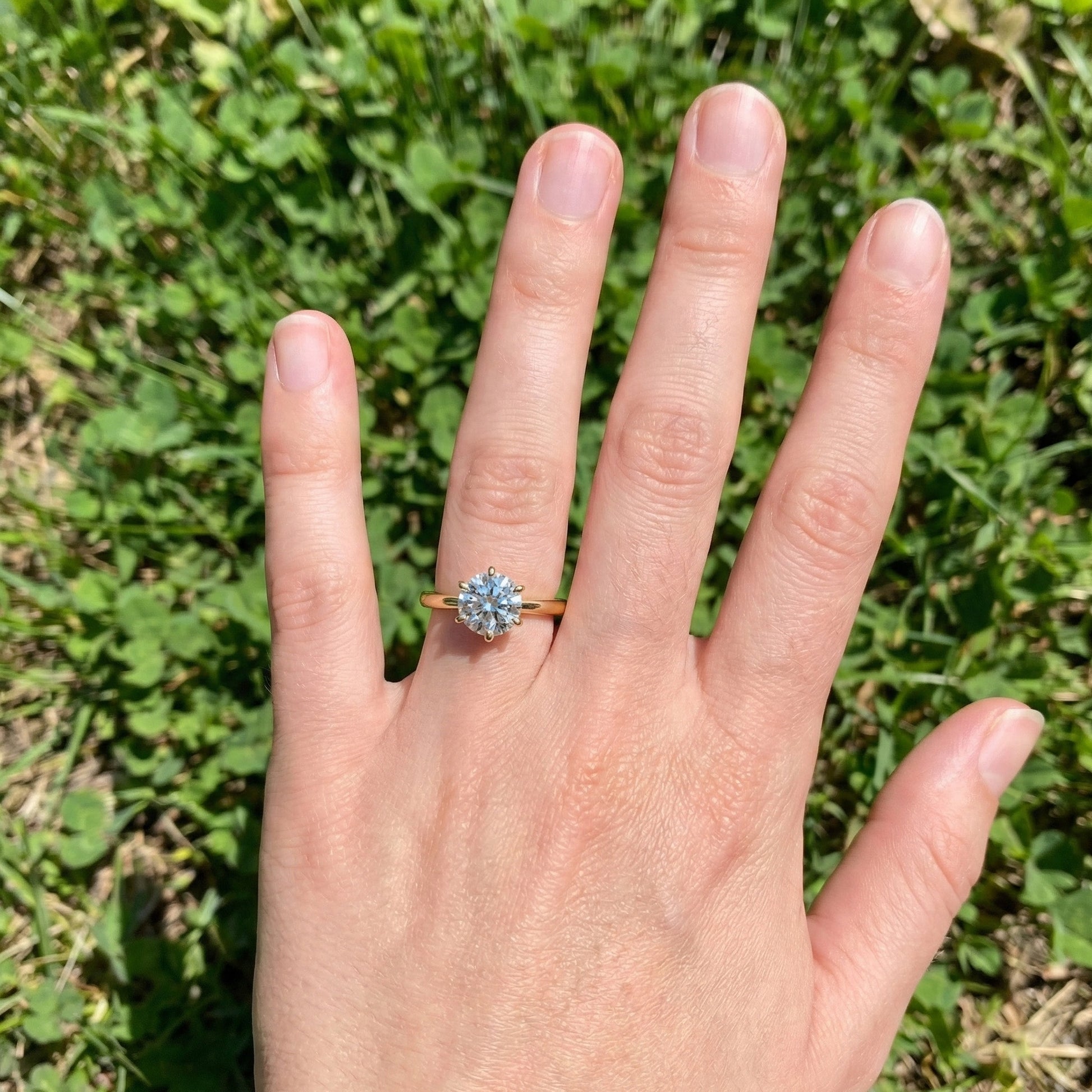 Classic Cathedral Shank Six-Prong Solitaire Engagement Ring 14k Solid Gold, 1.00 CT Round Cut Lab Diamonds, Bridal Ring for Women