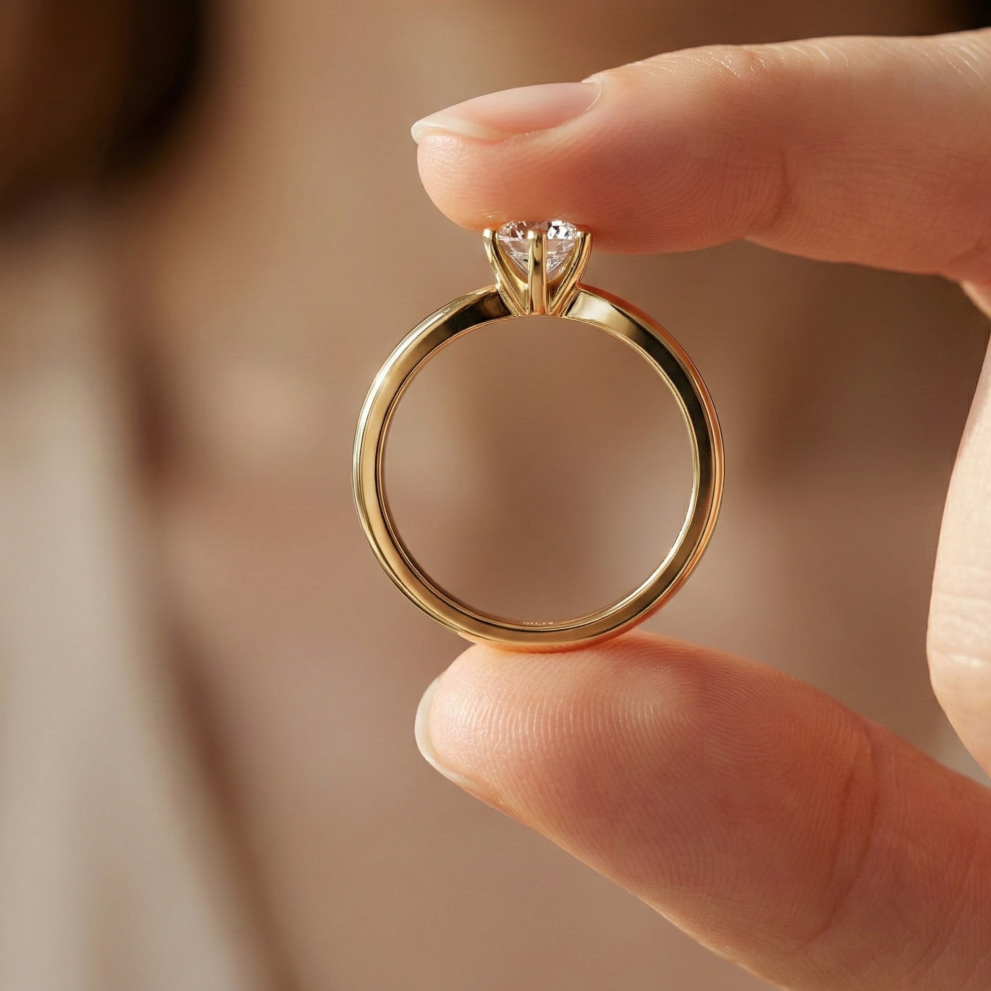 0.30 CT Round Cut Solitaire Engagement Ring in Lab Grown Diamond - 14K Solid Gold, Simple Ring For Women, Daily Wear Jewelry, Handmade Ring