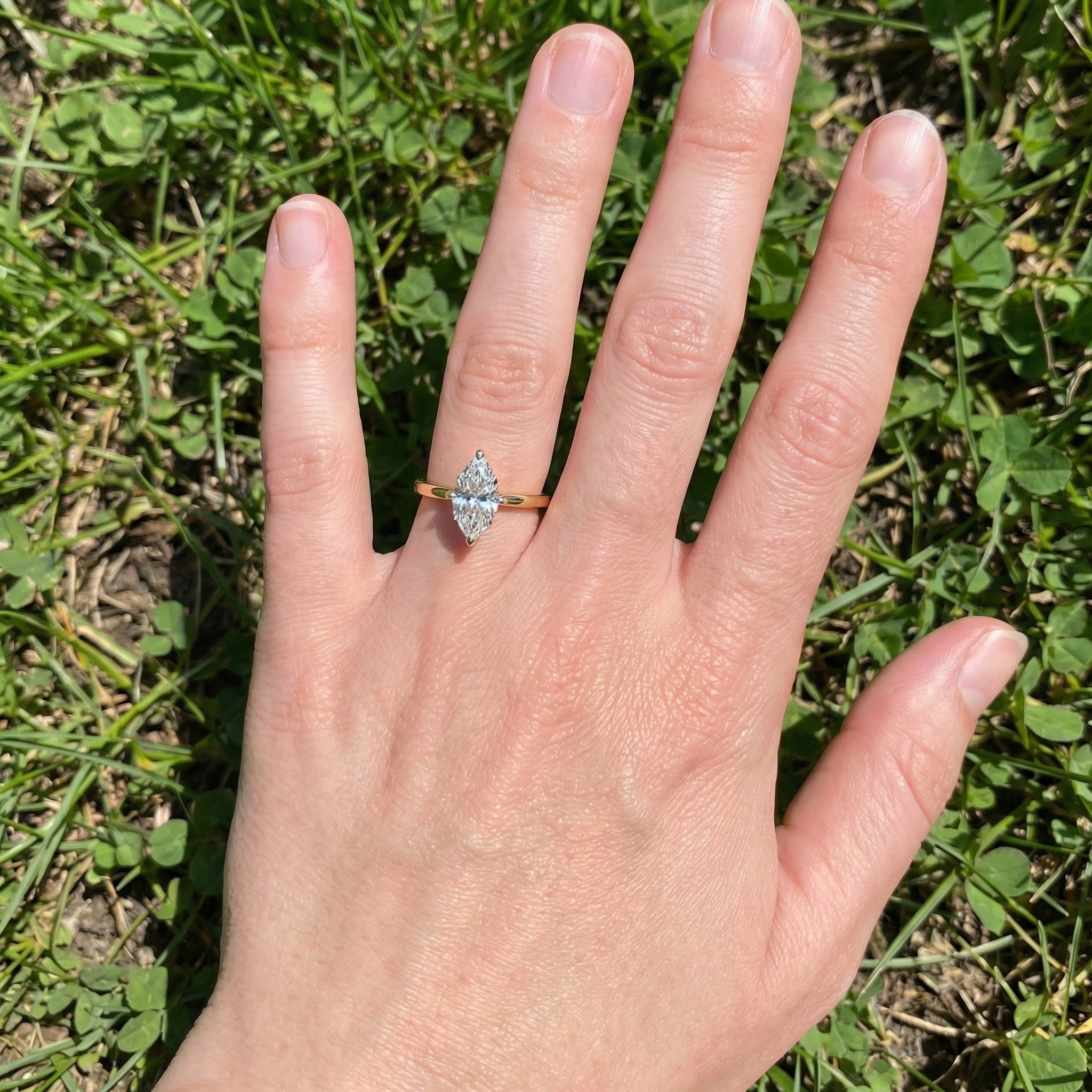 Classic Elegant Solitaire Engagement Ring in 14K Solid Gold, 0.50 CT Marquise Cut Solitaire Lab Created Diamond, Bridal Jewelry