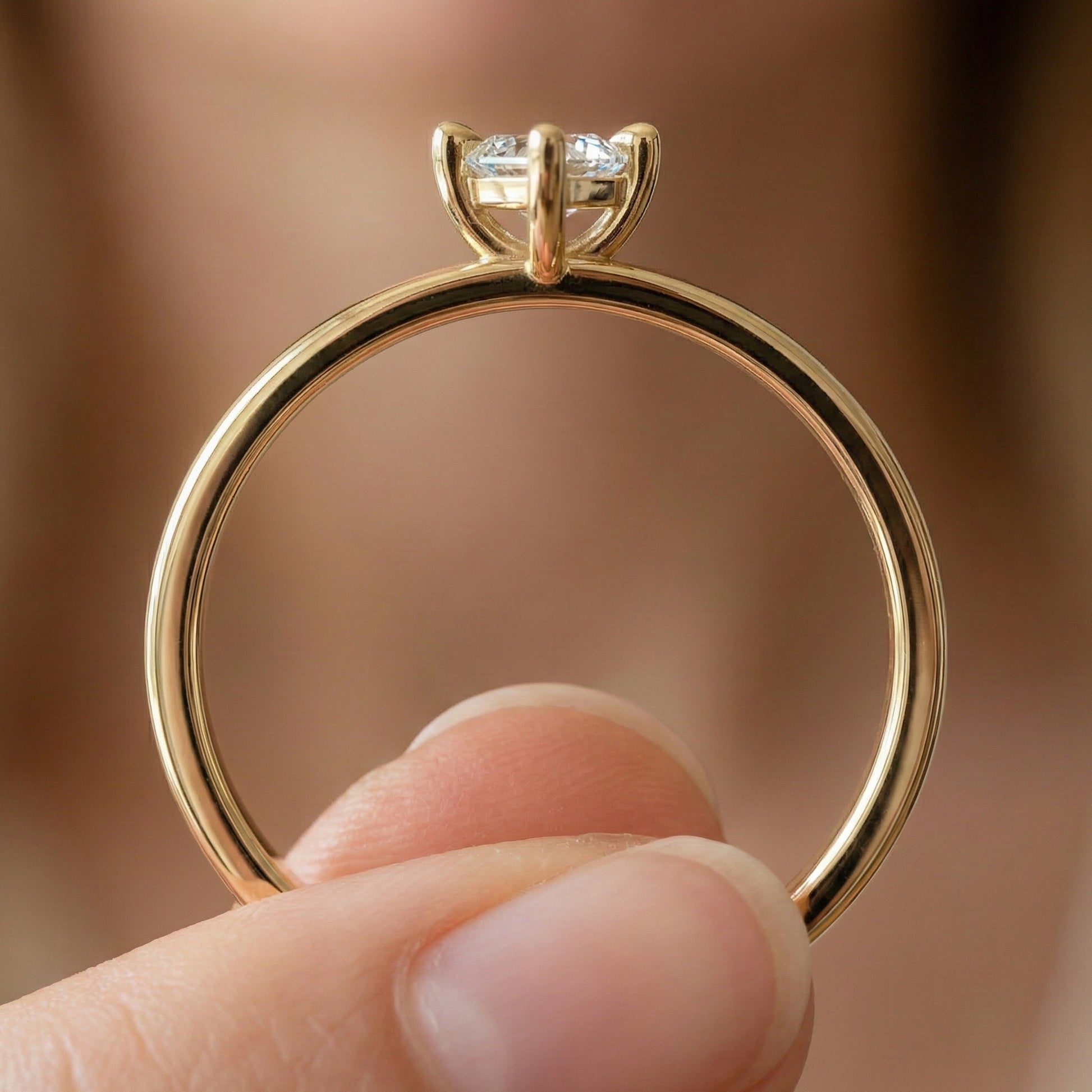 Classic Elegant Solitaire Engagement Ring in 14K Solid Gold, 0.50 CT Marquise Cut Solitaire Lab Created Diamond, Bridal Jewelry