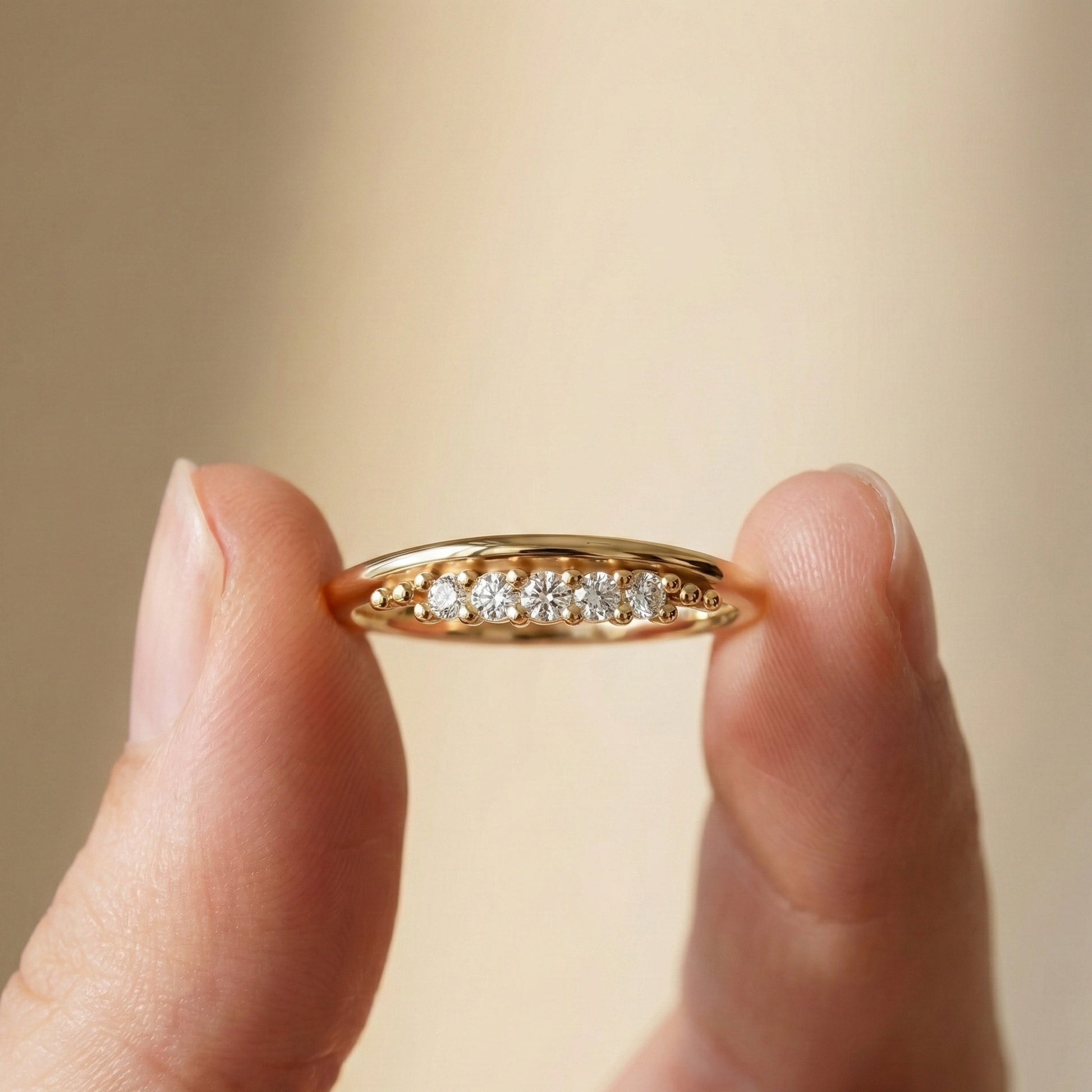 Curved Contour Bar-Set Round Accent Wedding Band in Lab Diamond – 14k  White Gold, Bridal Jewelry, Handmade Band For Women