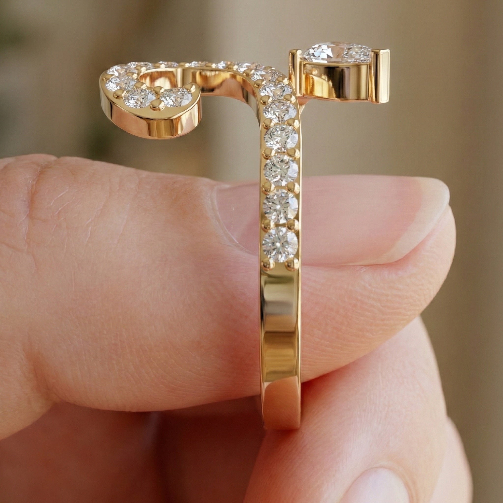 Modern Open Snack Pear Engagement Ring in 14K Solid Gold, 0.25 CT Pear Cut Lab Created Diamond, Statement Ring, Bridal Jewelry, Everyday Ring