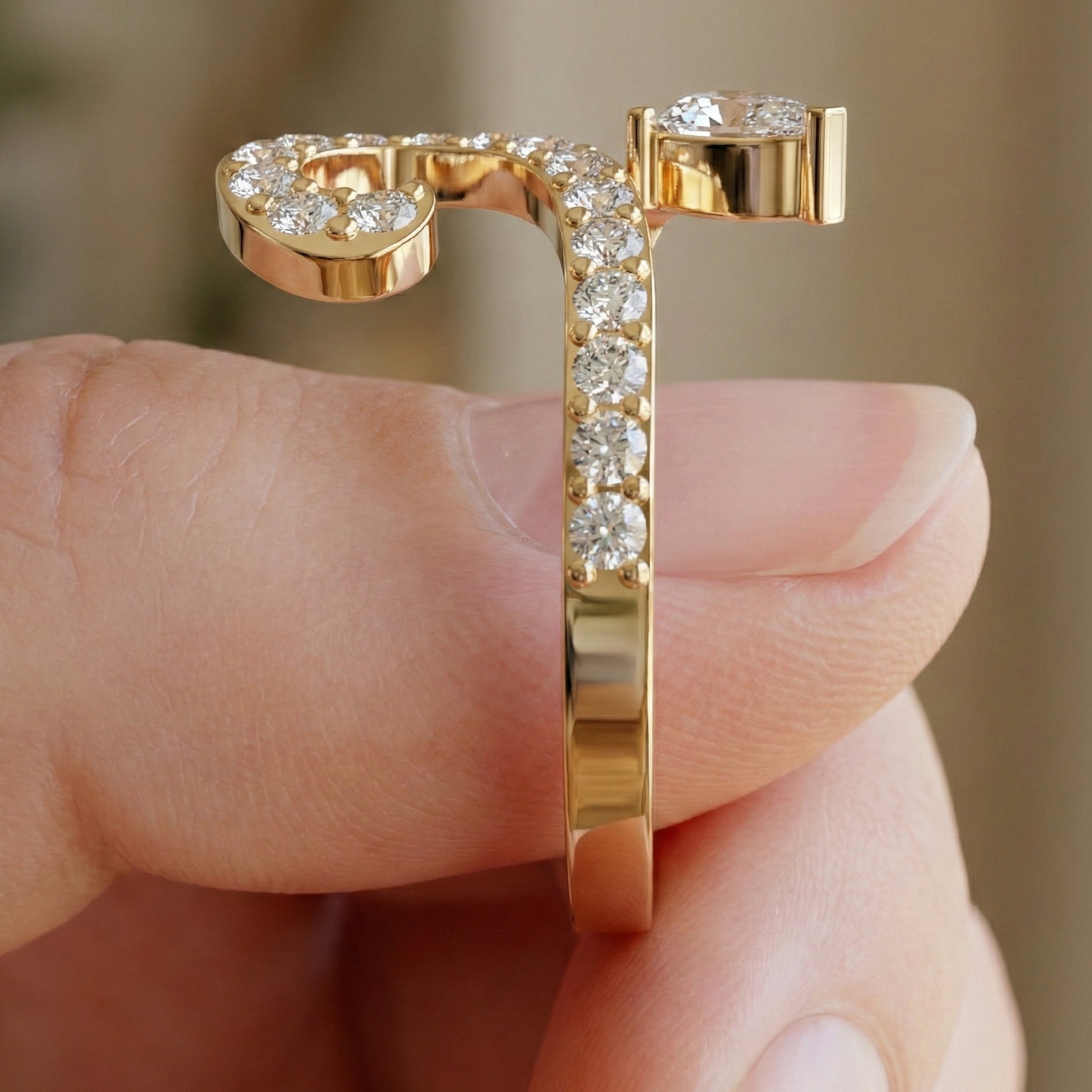 Modern Open Snack Pear Engagement Ring in 14K Solid Gold, 0.25 CT Pear Cut Lab Created Diamond, Statement Ring, Bridal Jewelry, Everyday Ring