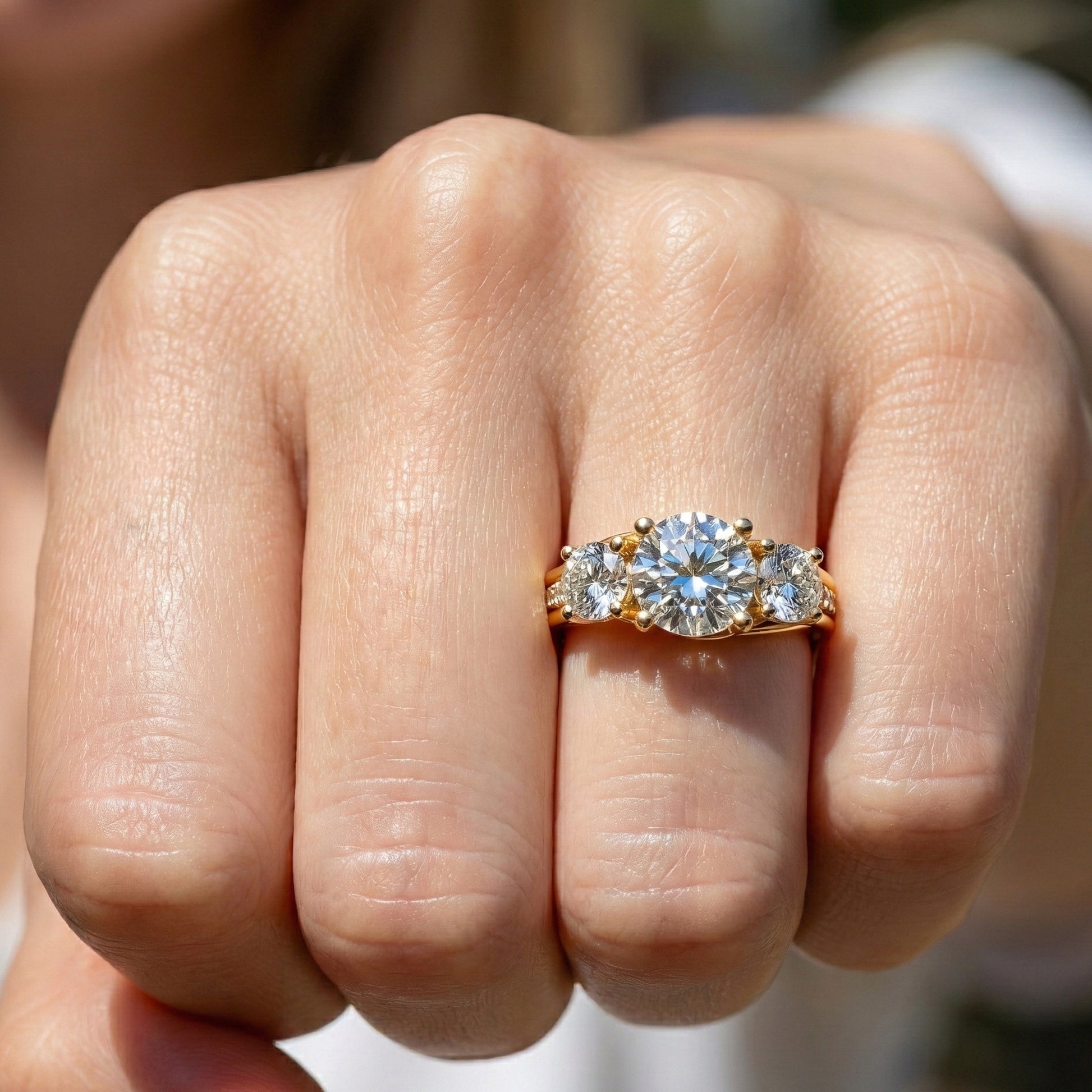 Vintage Three Stone Pave Filigree Engagement Ring in 14k Solid Gold, 1.84 TCW Round Cut Lab Created Diamonds, Everyday Gift for Wife