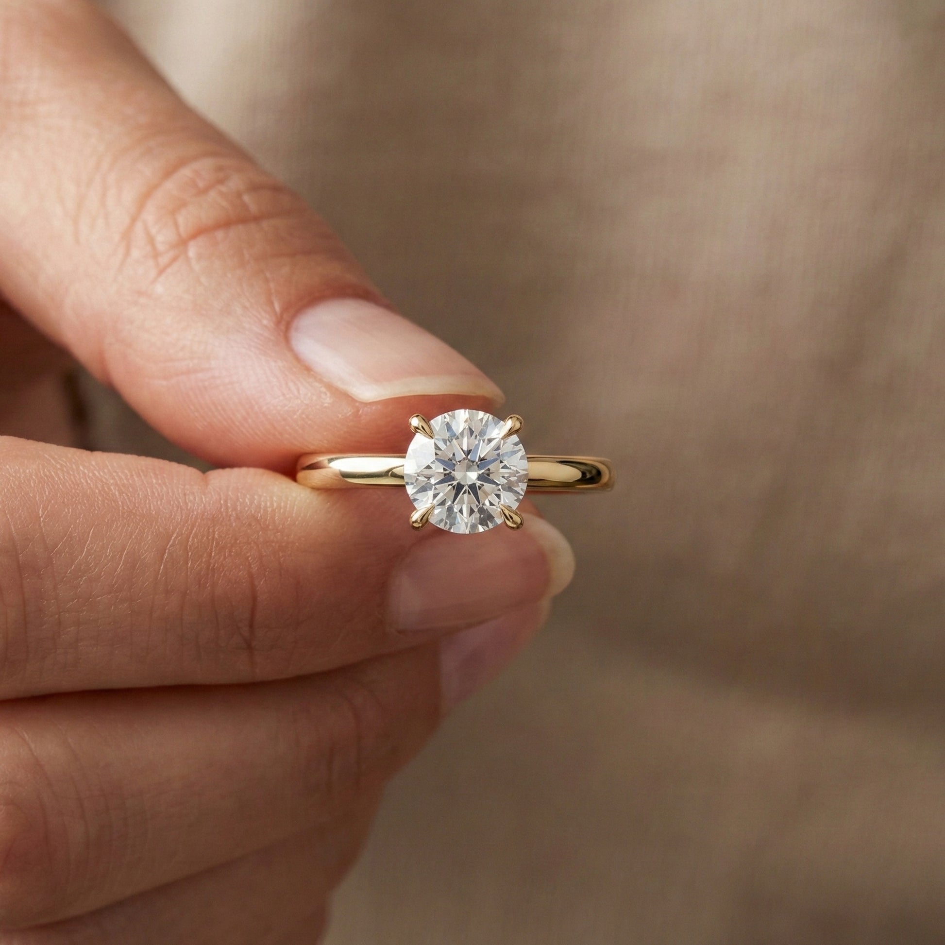 Classic Open Cathedral Shank Solitaire Engagement Ring in 14K Solid Gold ,1.00 CT Round Cut Lab Diamond, Birthday Gift for Women