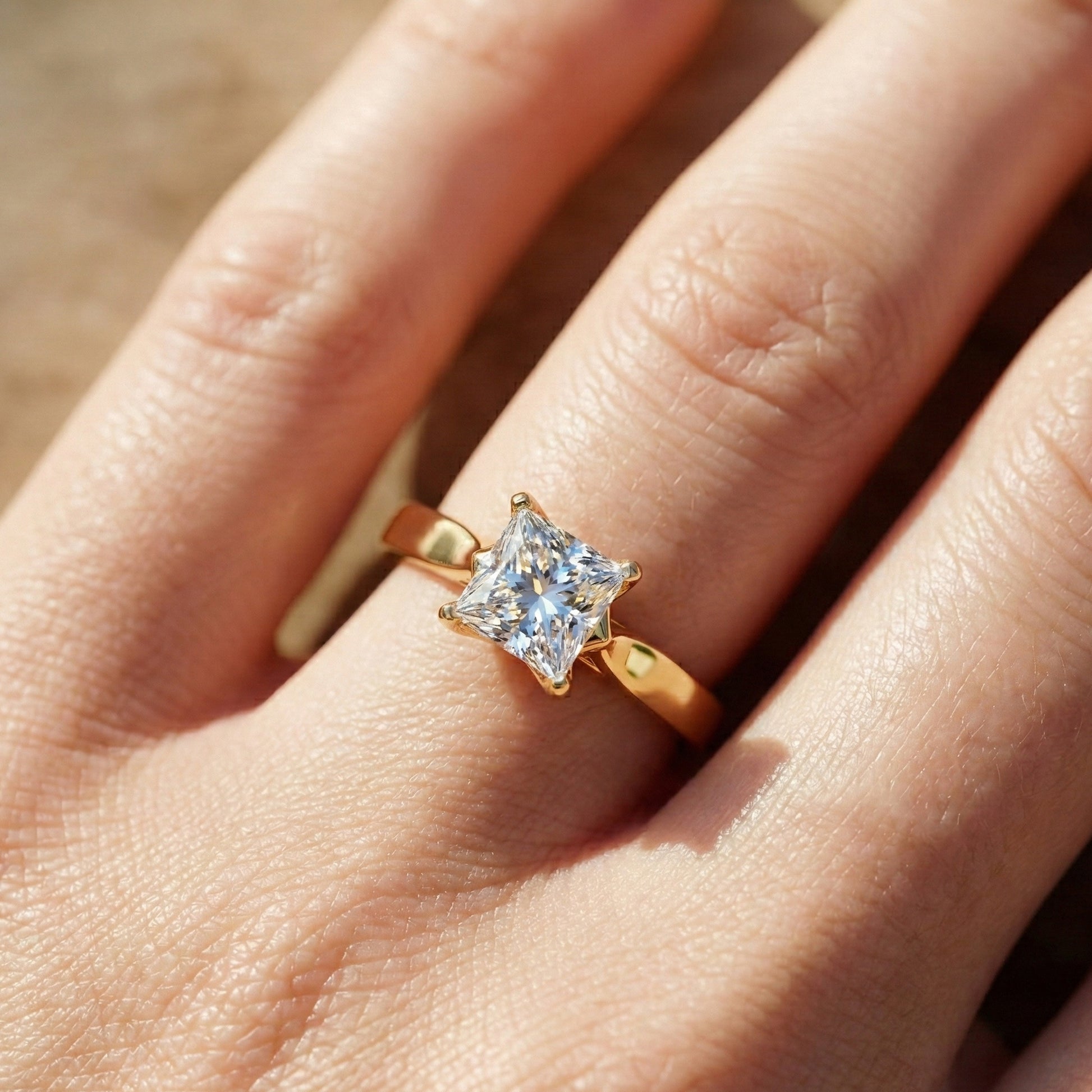 0.50 CT Princess Cut Lab Grown Diamond Solitaire Engagement Ring in 14K Yellow Gold, Anniversary Gift, Ring For Women, Handmade Jewelry, Everyday Jewelry