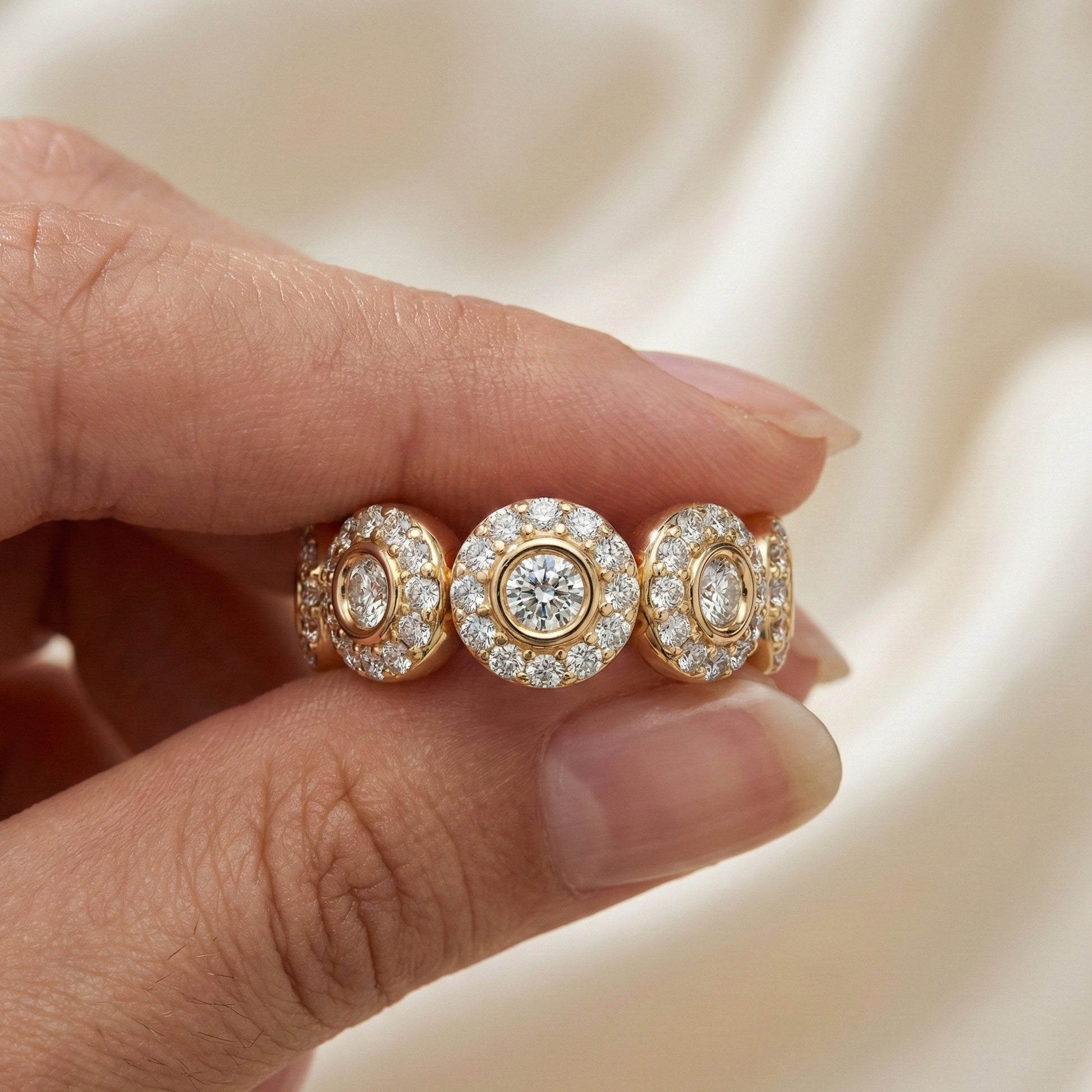 Vintage Halo Full Eternity Wedding Band in 14k Solid Gold, 1.62 TCW Round Cut Lab Created Diamonds, Birthday Gift for Her, Elegant Wedding Band