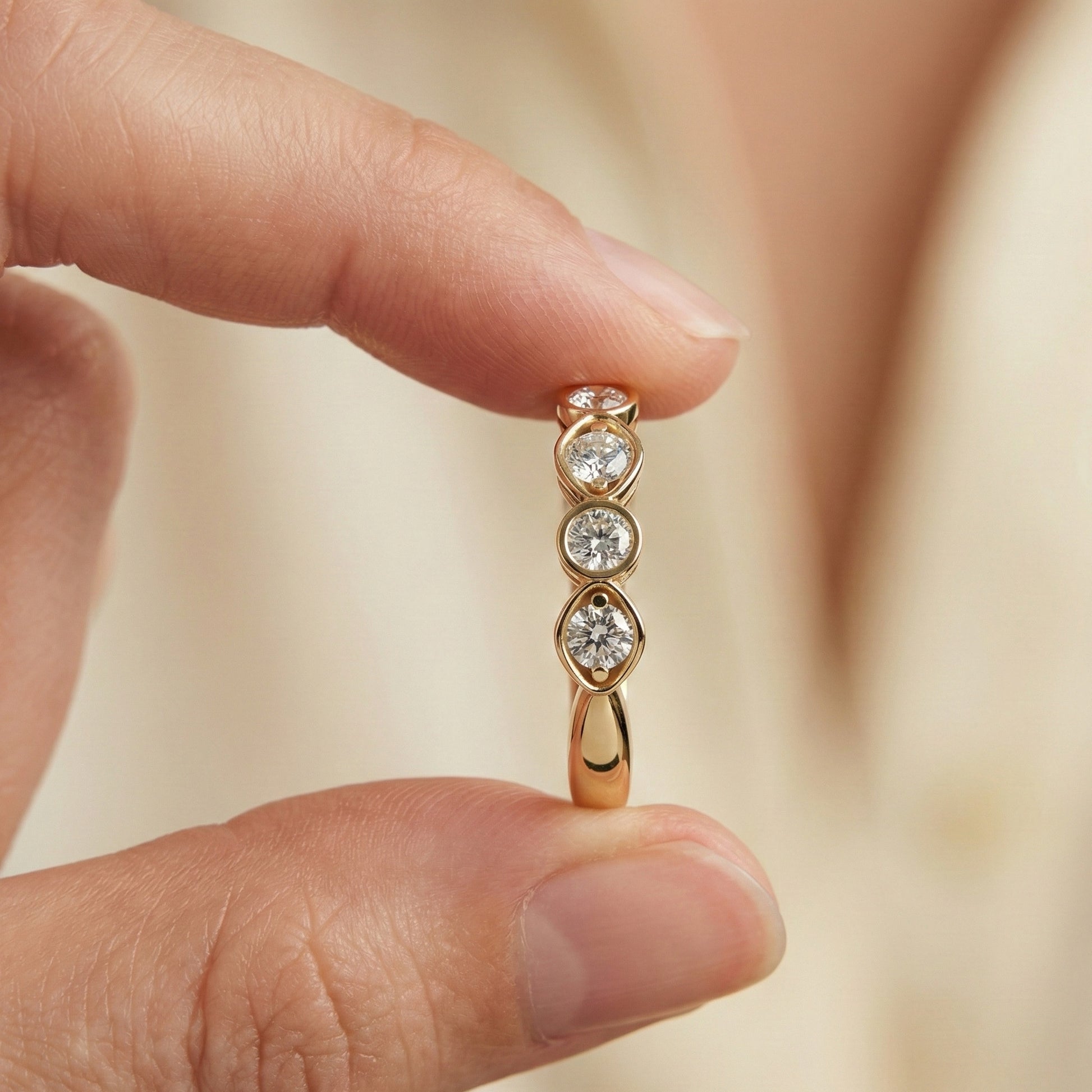 Vintage Marquise Eternity Wedding Band in 14K Solid Gold, 0.65 TCW Round Cut Lab Grown Diamonds, Propose Ring, Gift For Her