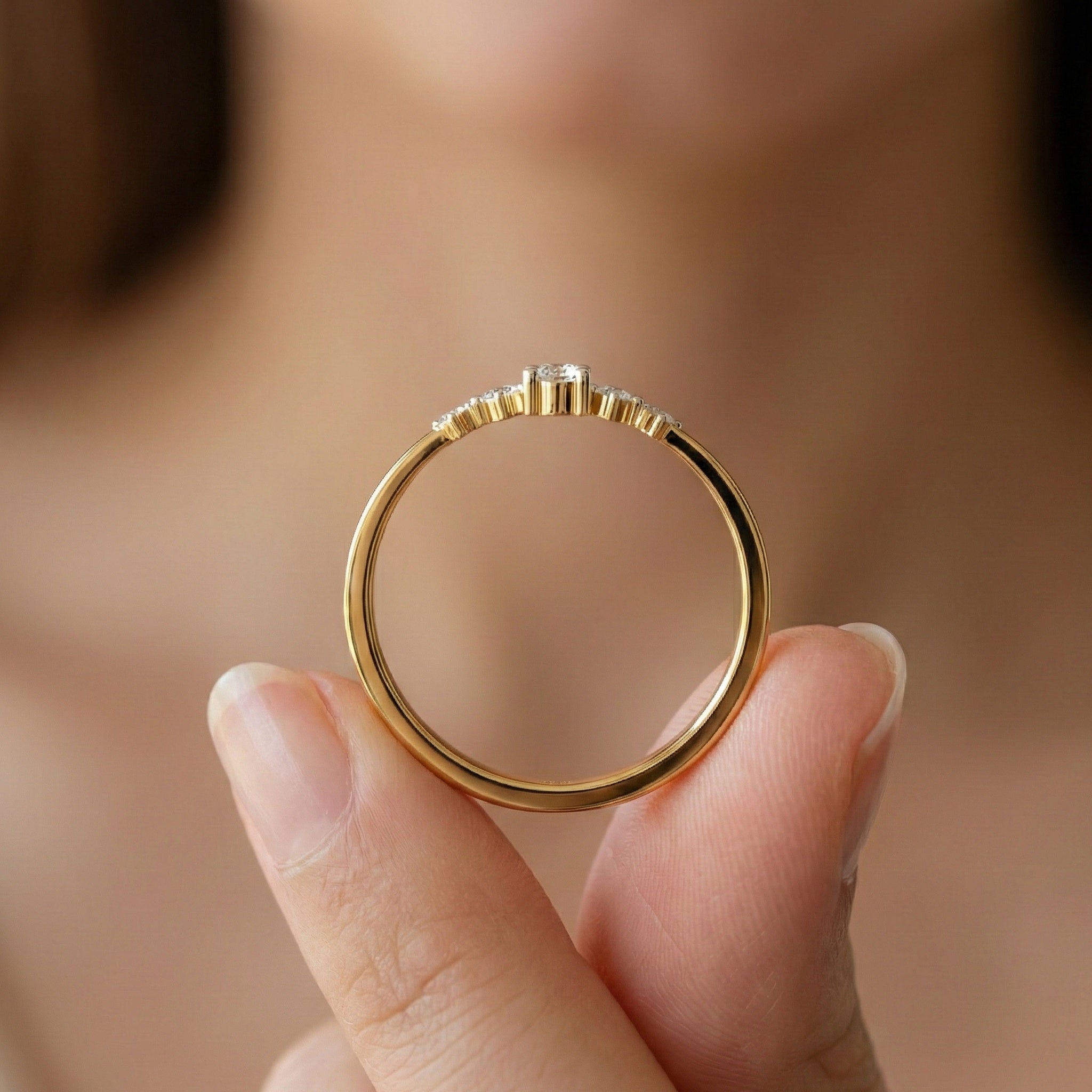 Vintage-Inspired Oval Stacker Wedding Ring in 14K Solid Gold, 0.18 CT Oval Cut Lab Grown Diamond, Promise Ring, Anniversary Gift For Her