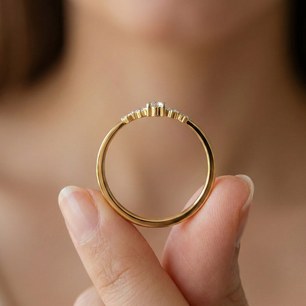 Vintage-Inspired Oval Stacker Wedding Ring in 14K Solid Gold, 0.18 CT Oval Cut Lab Grown Diamond, Promise Ring, Anniversary Gift For Her