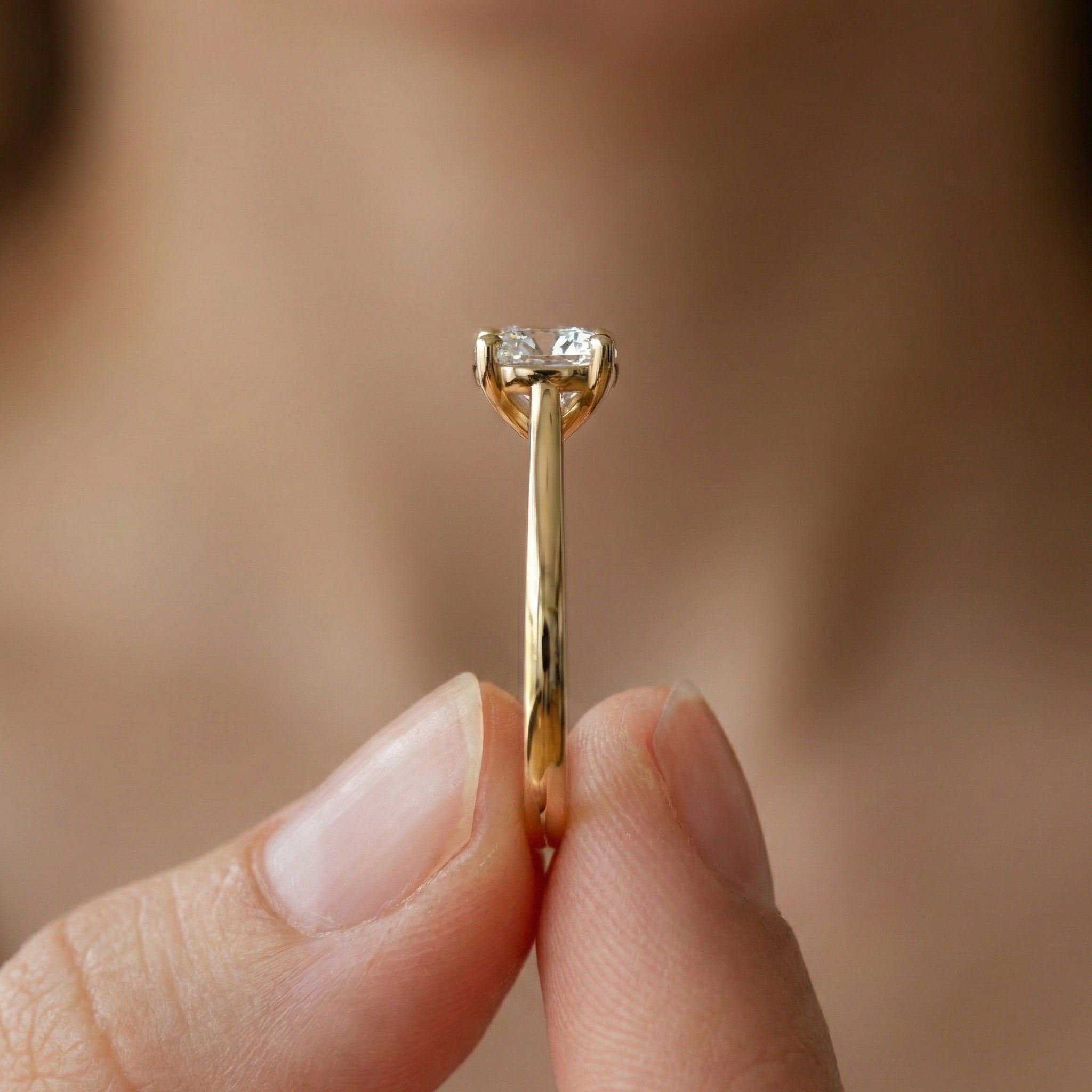 Classic Round Solitaire with Cathedral Setting Engagement Ring in 14k Solid Gold, Traditional Solitaire Wedding Ring, Anniversary Gift for Wife, Everyday Jewelry