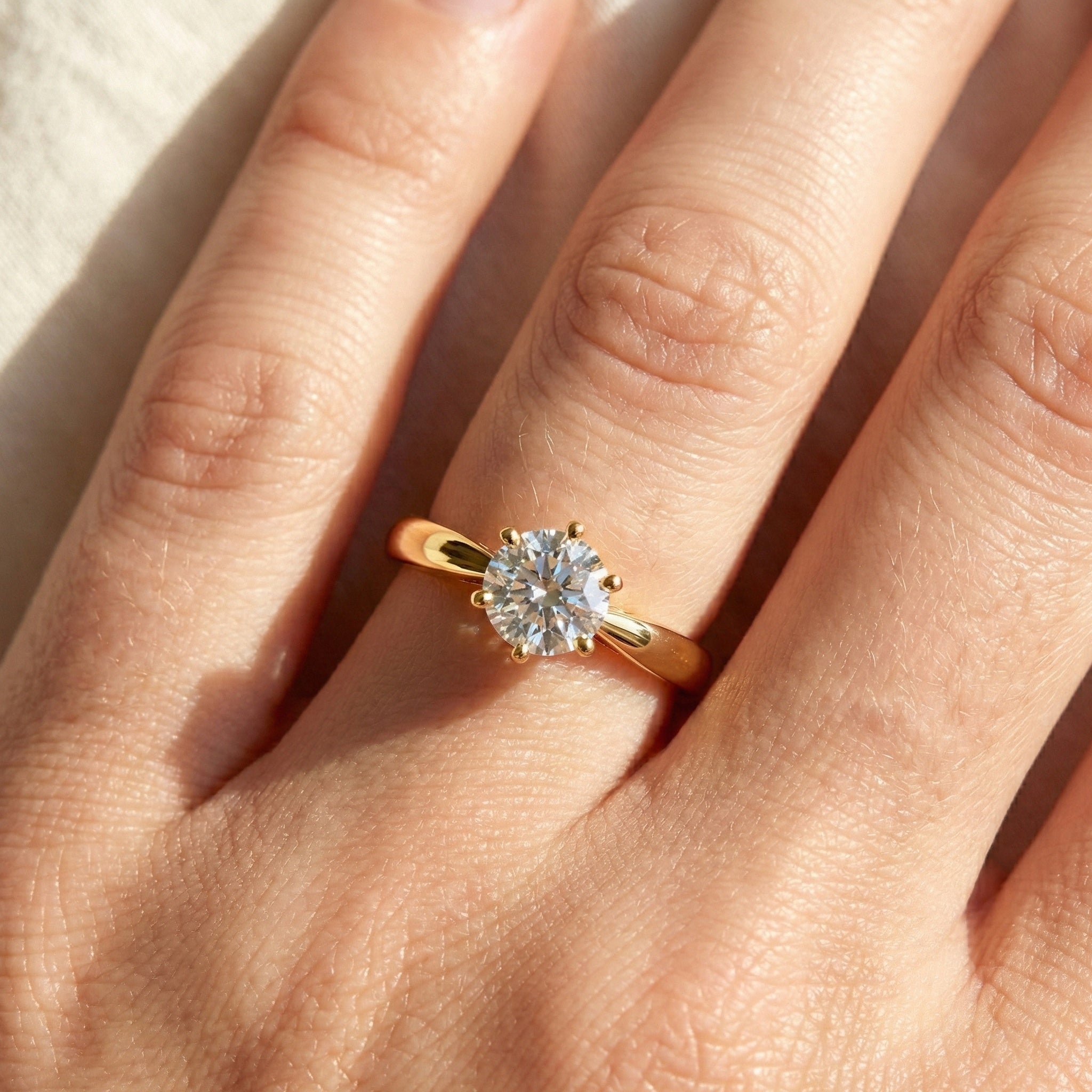 0.30 CT Round Cut Solitaire Engagement Ring in Lab Grown Diamond - 14K Solid Gold, Simple Ring For Women, Daily Wear Jewelry, Handmade Ring